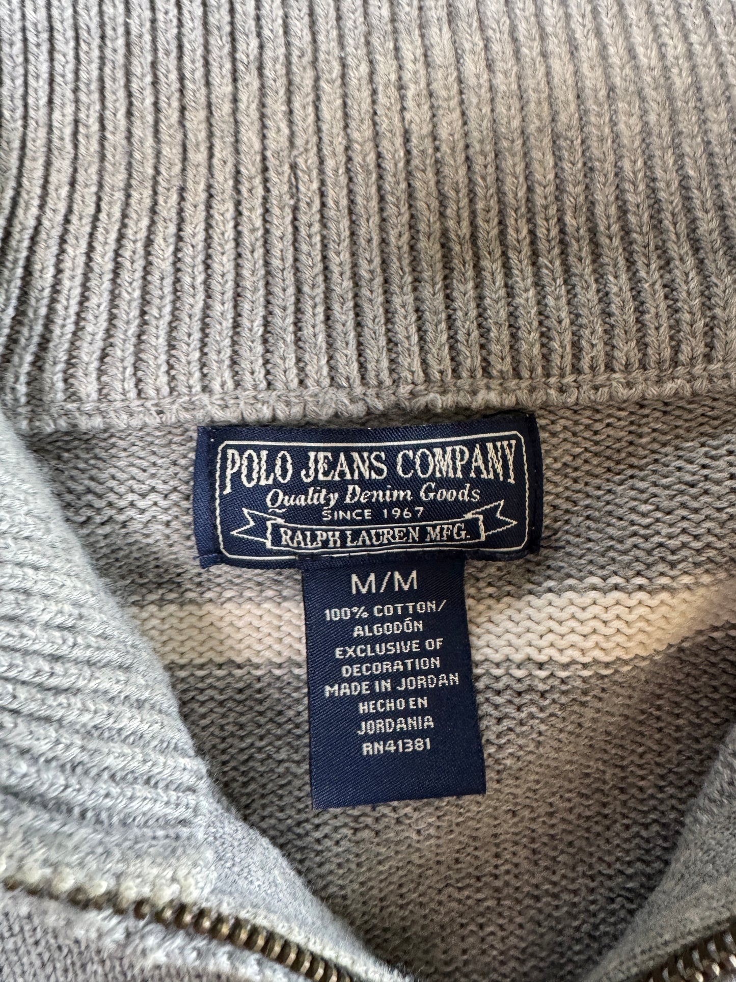 (M) 00s Polo Striped Quarter-Zip