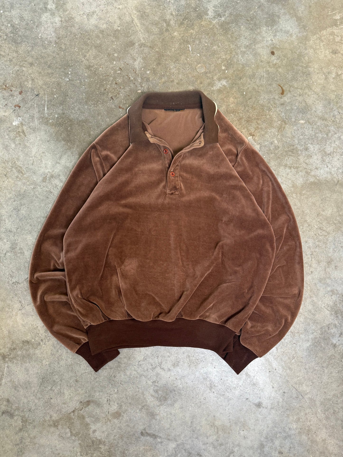 (L) Vintage Velour Longsleeve Polo