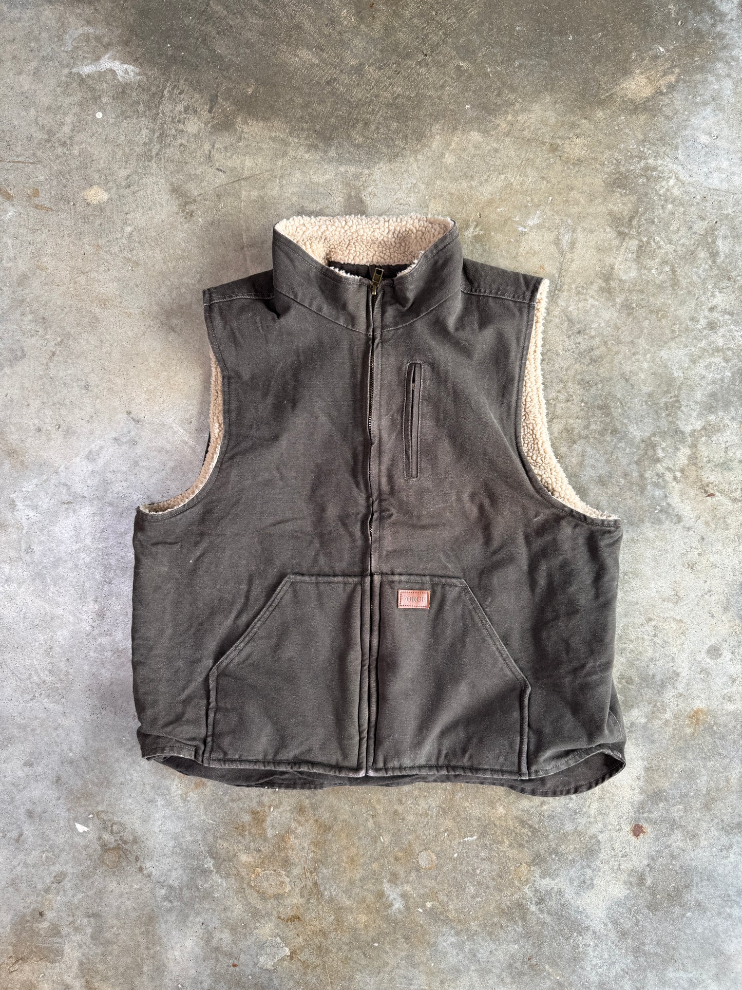 (XL) Vintage Sherpa-Lined Vest