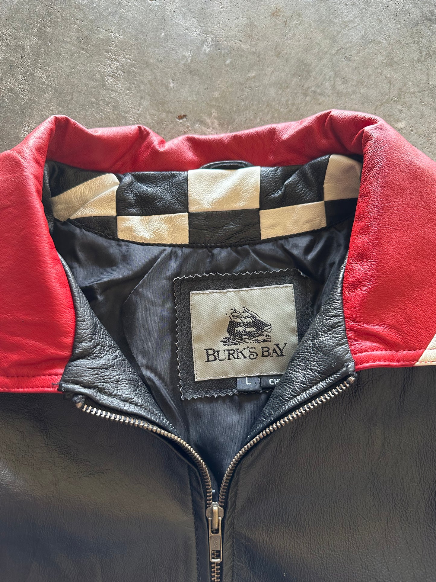 (L) Vintage Leather Racing Jacket