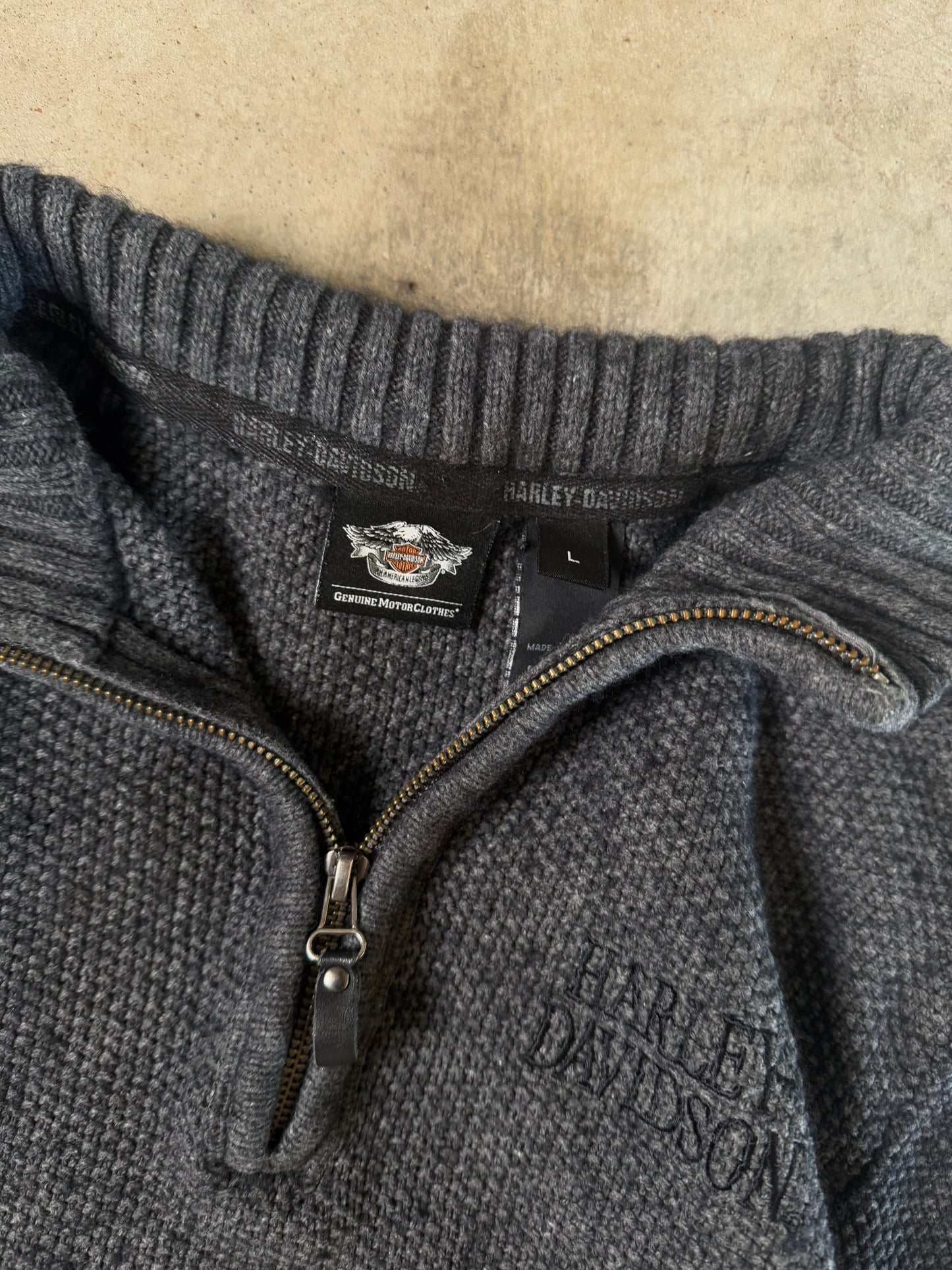 (L) 00s Harley Davidson Quarter-Zip