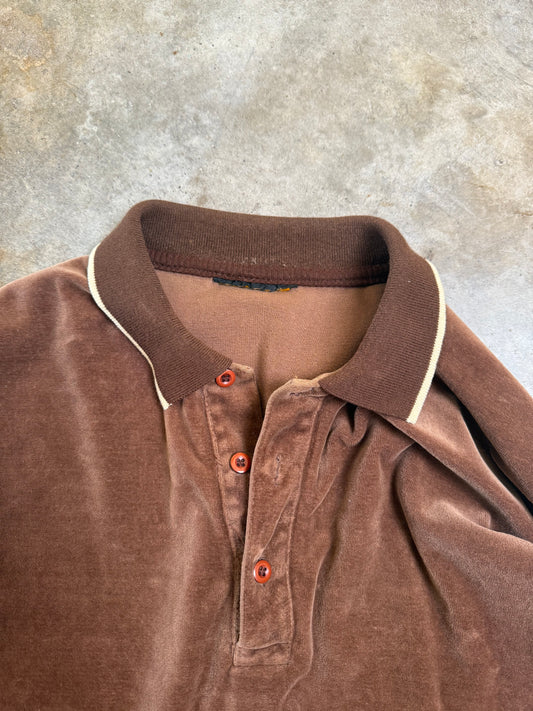(L) Vintage Velour Longsleeve Polo
