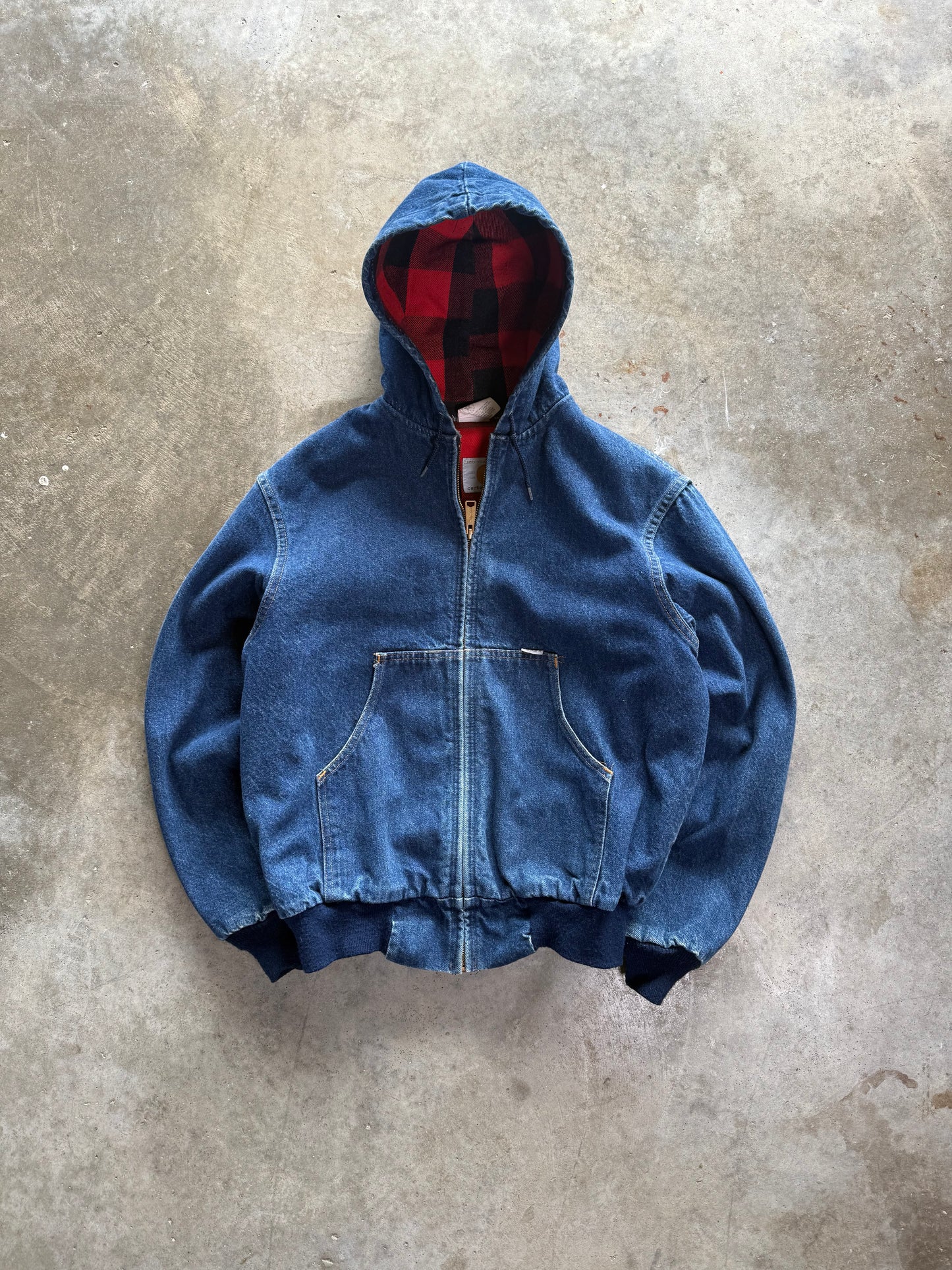 (L) Vintage Carhartt Plaid-Lined Denim Jacket