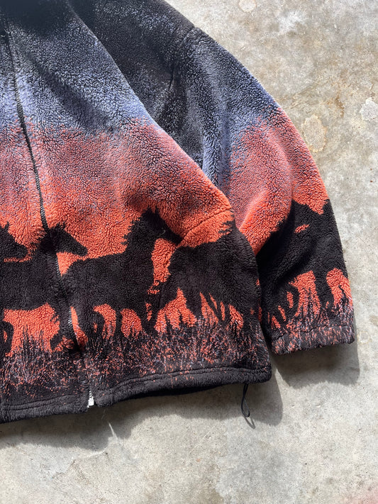 (L) Vintage Horse Fleece Zip-Up