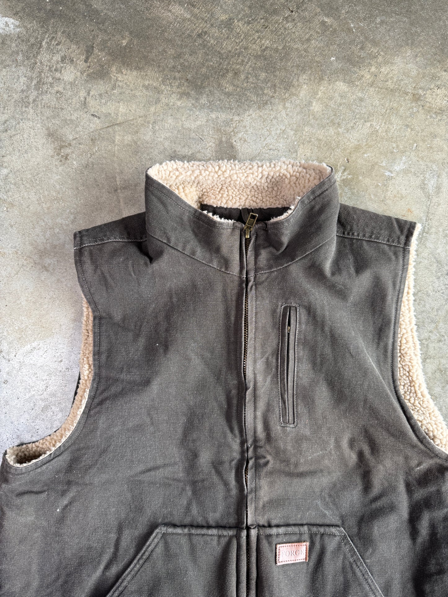 (XL) Vintage Sherpa-Lined Vest