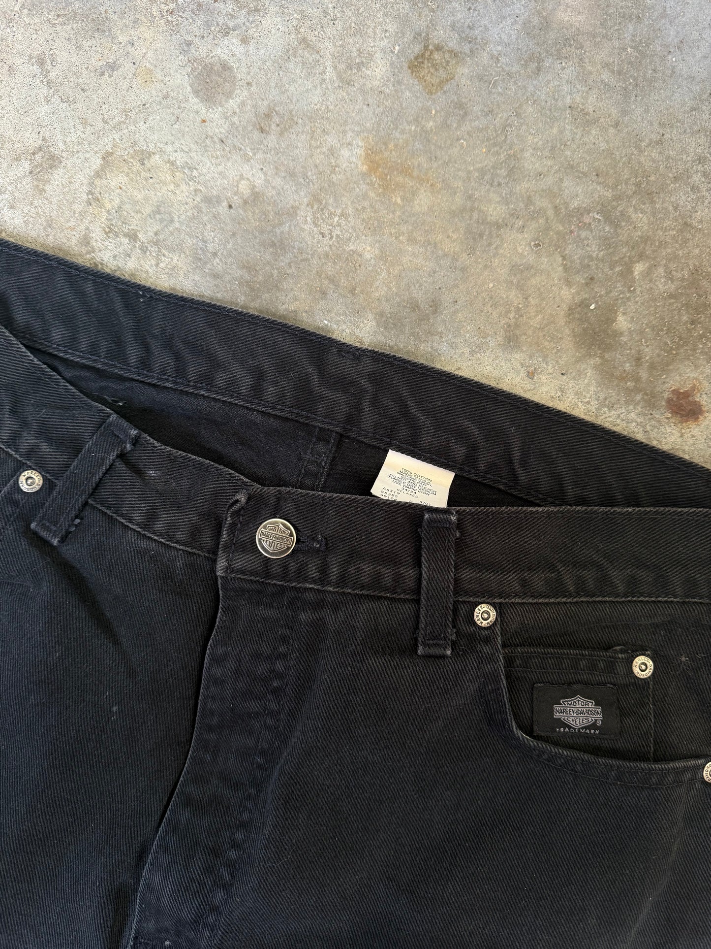 (34 x 34) 00s Harley Flame Embroidered Jeans