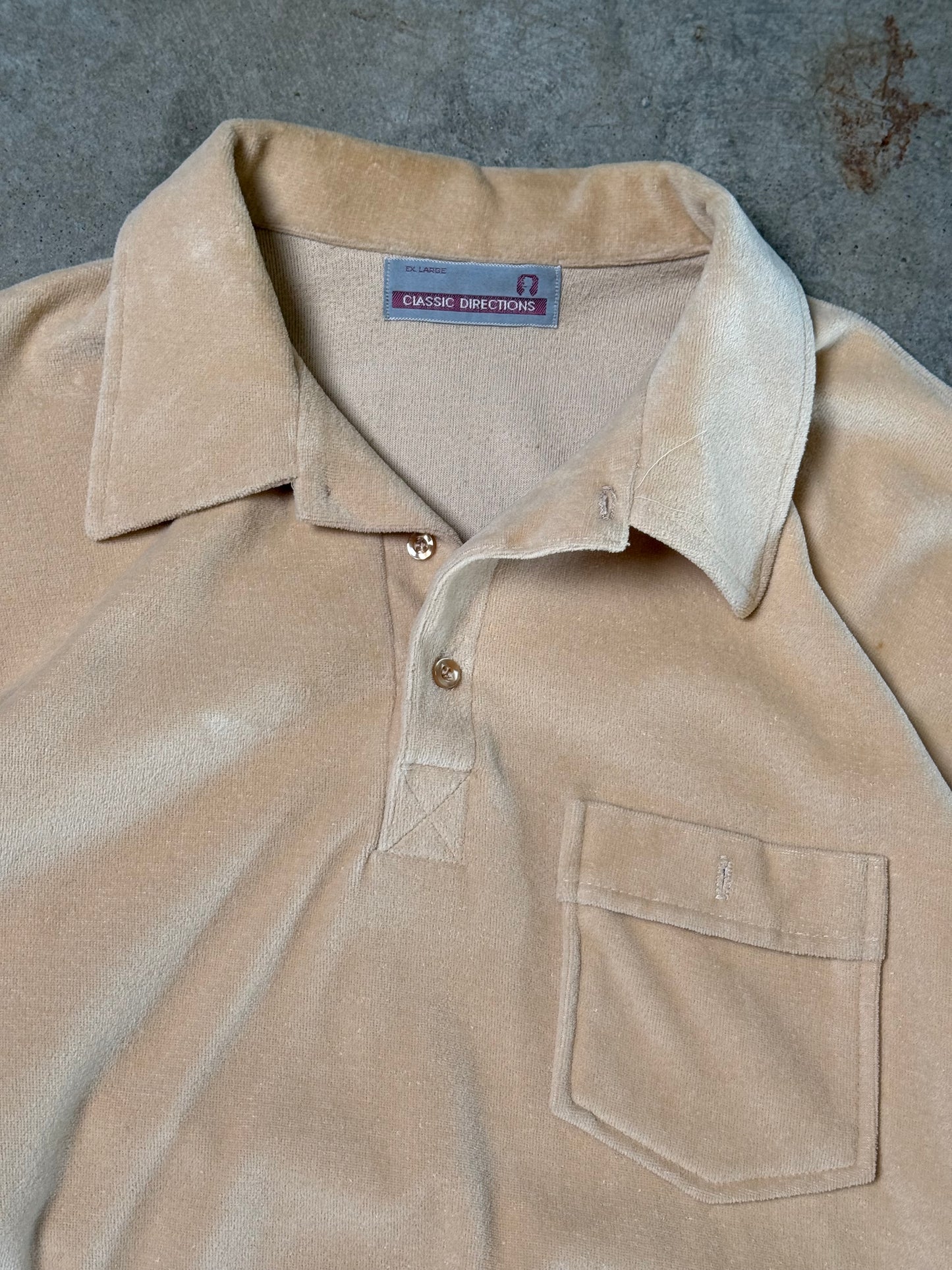 (L) Vintage Velour Longsleeve Polo