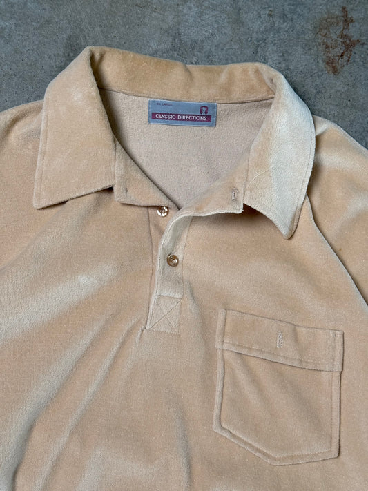 (L) Vintage Velour Longsleeve Polo