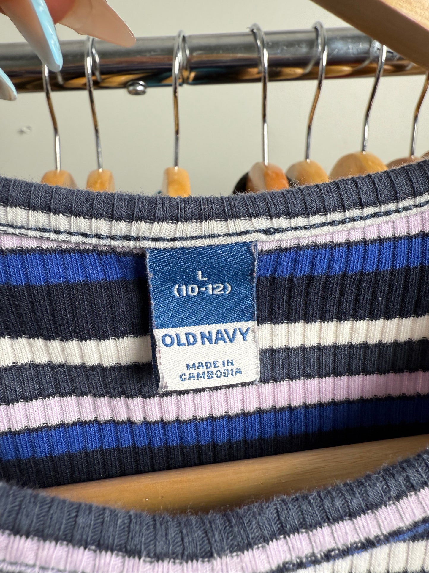 (S) 00s Striped Baby Tee