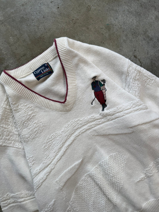 (M) Vintage Golf V-Neck Sweater