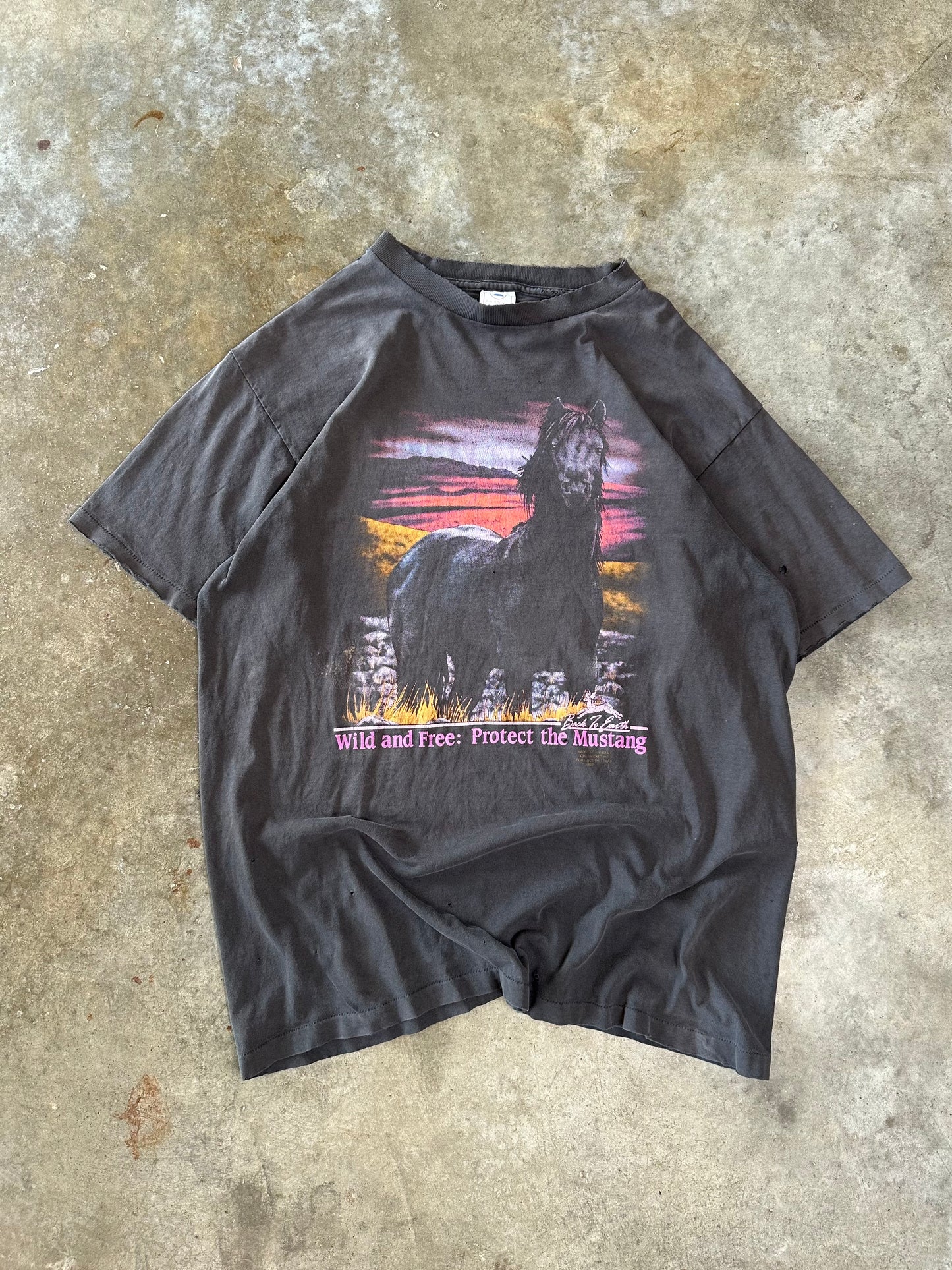 (XL) Vintage Faded Mustang Nature Tee