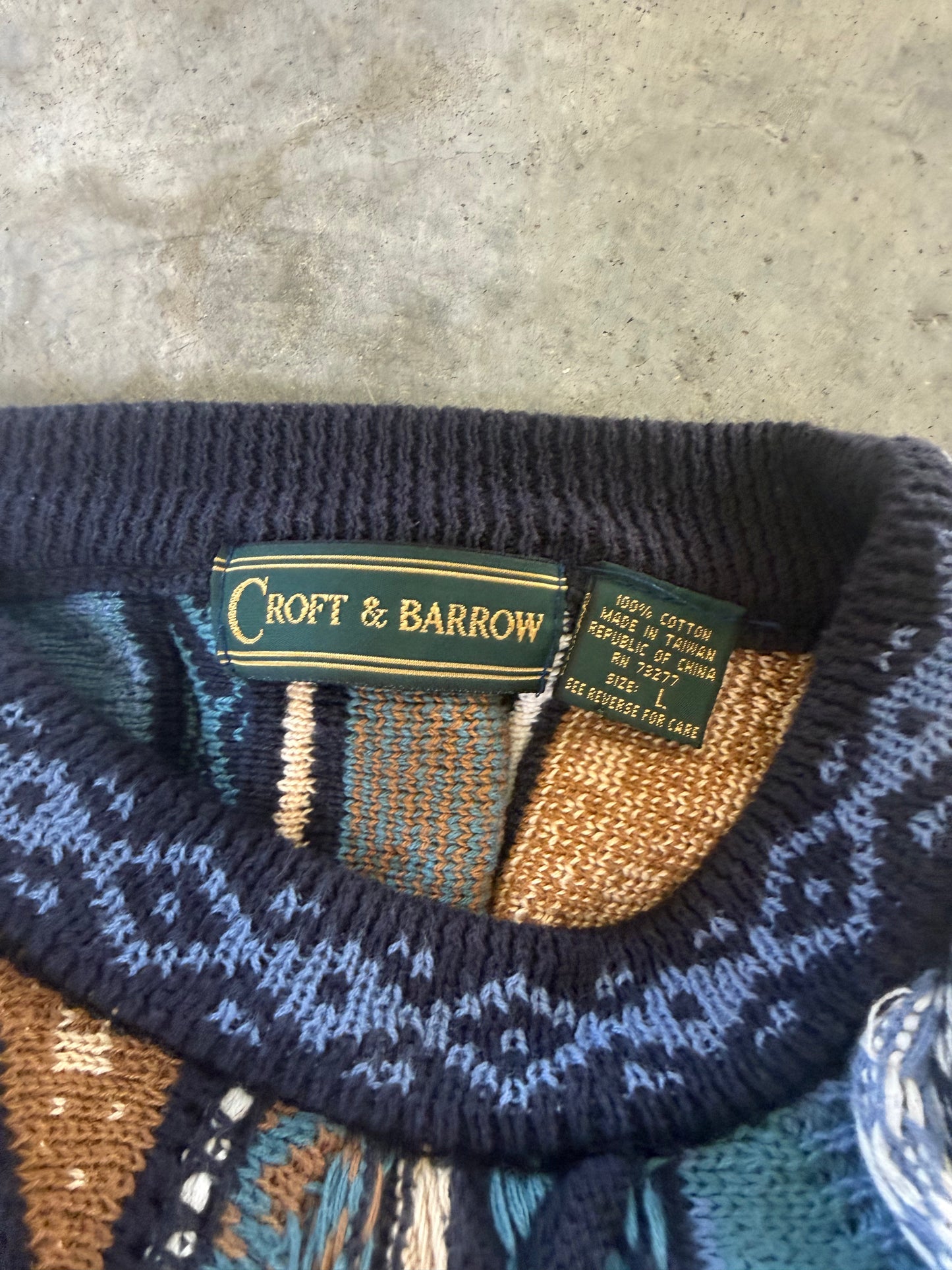 (L) Vintage Croft & Borrow Coogi-Like Sweater