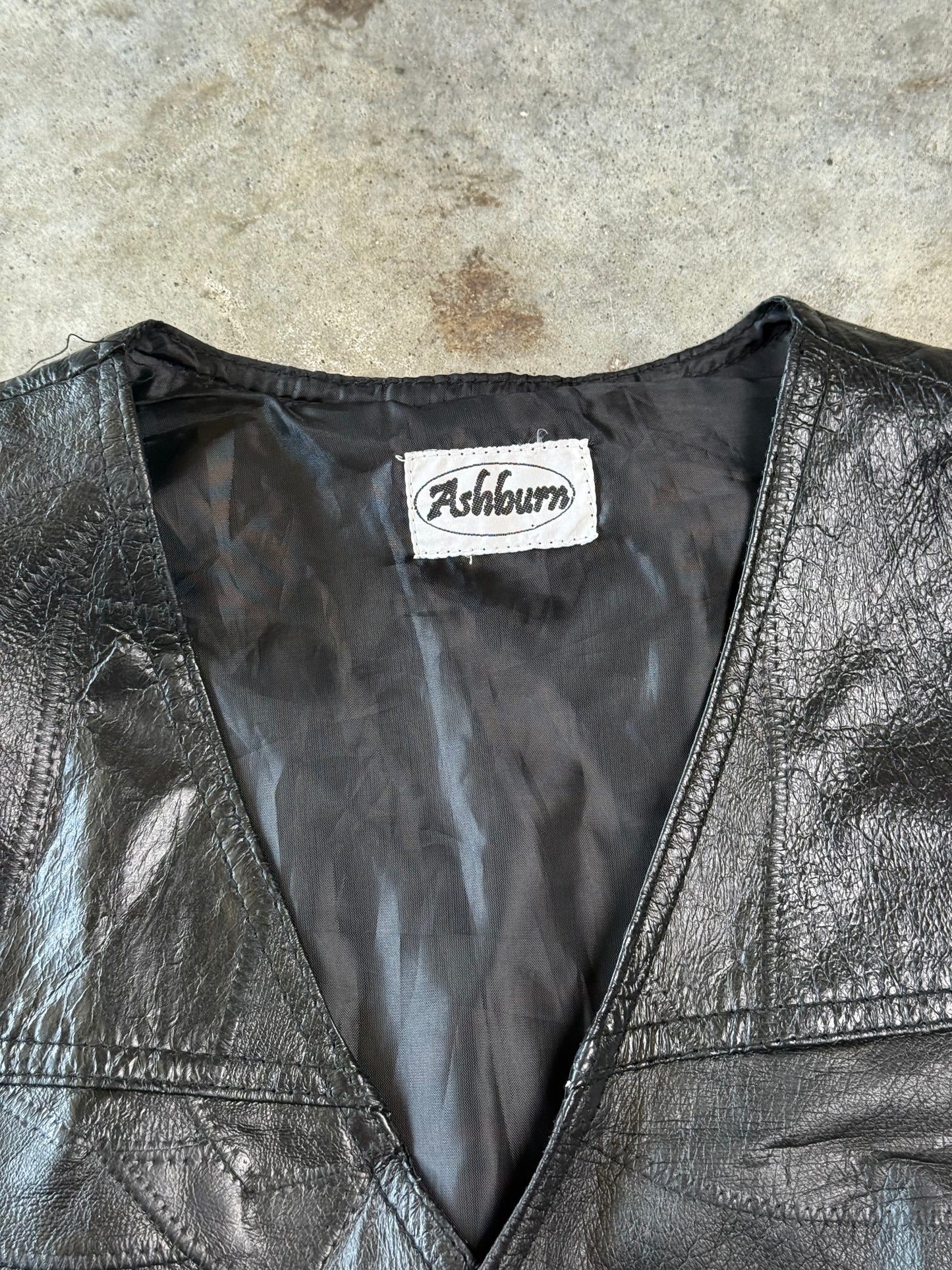 (XL) Vintage USA Leather Vest