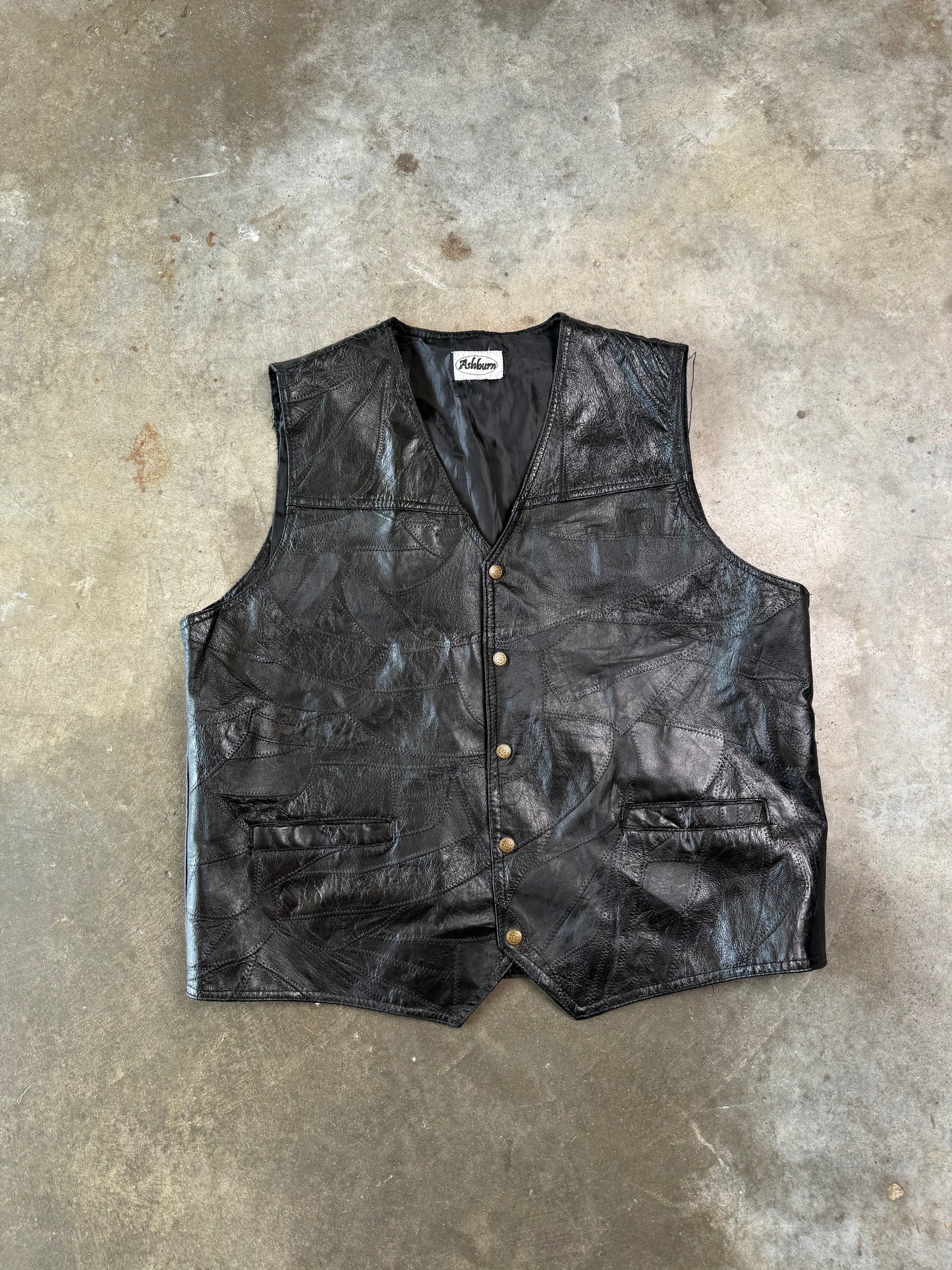 (XL) Vintage USA Leather Vest