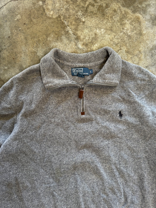 (L) Vintage Polo Quarter-Zip Sweater
