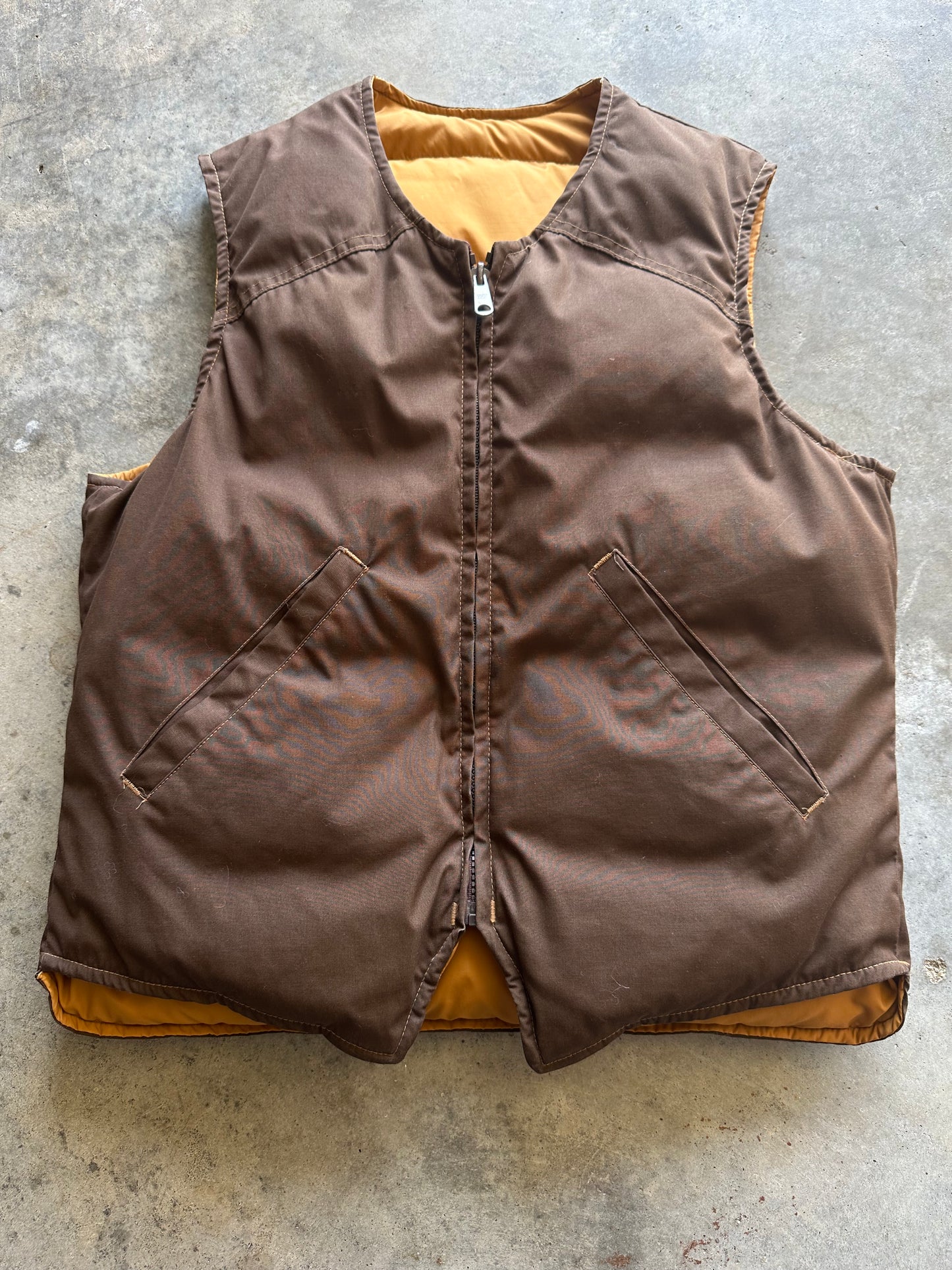 (S) Vintage Reversible Puffer Vest