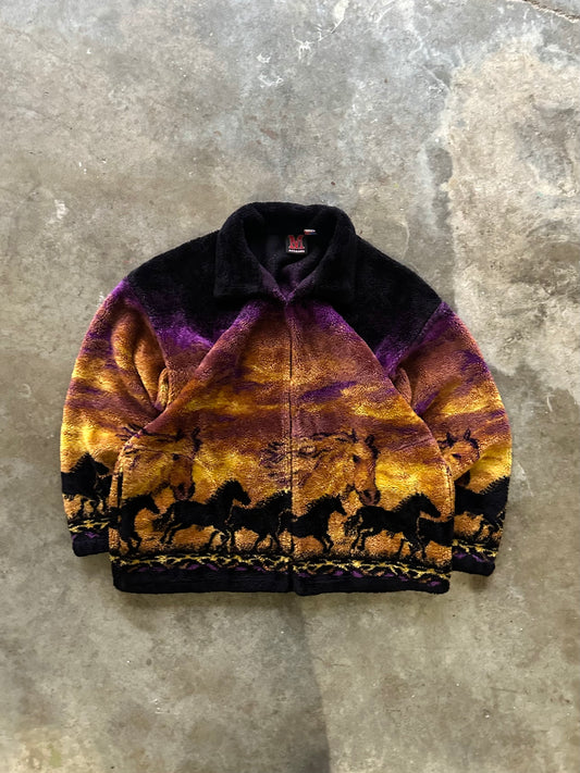 (L) Vintage Horse Sunset Fleece