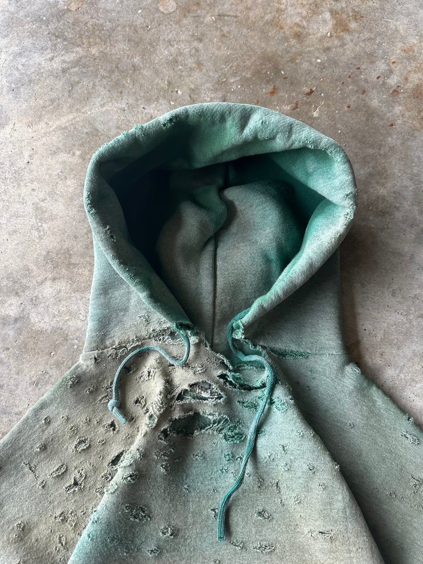 (XL) Vintage 90s Russell Pine Green Thrashed Hoodie