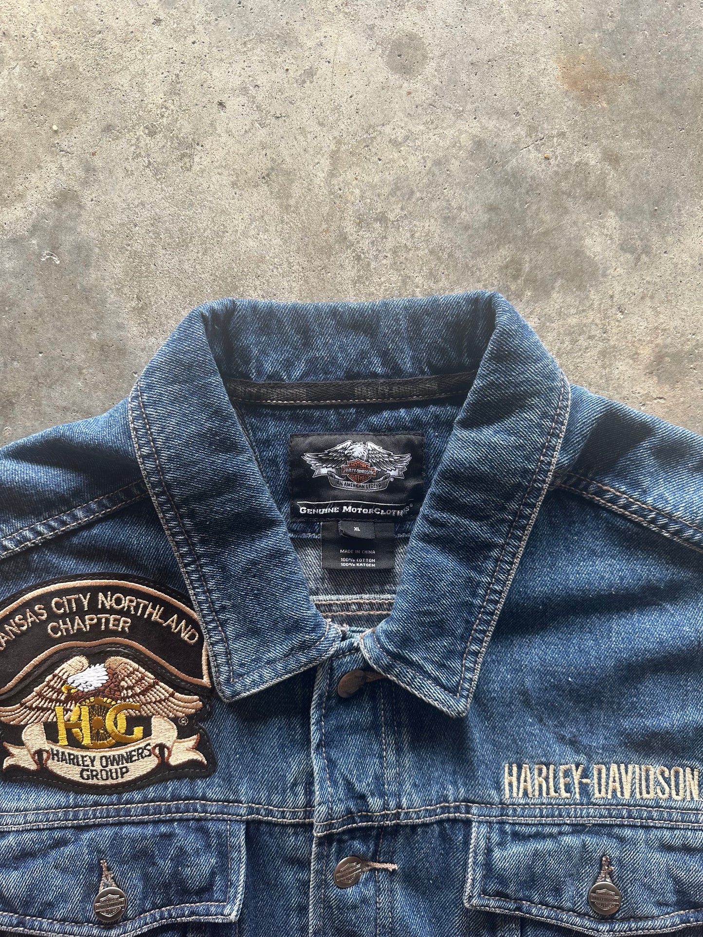 (XL) Vintage Harley Davidson Denim Vest