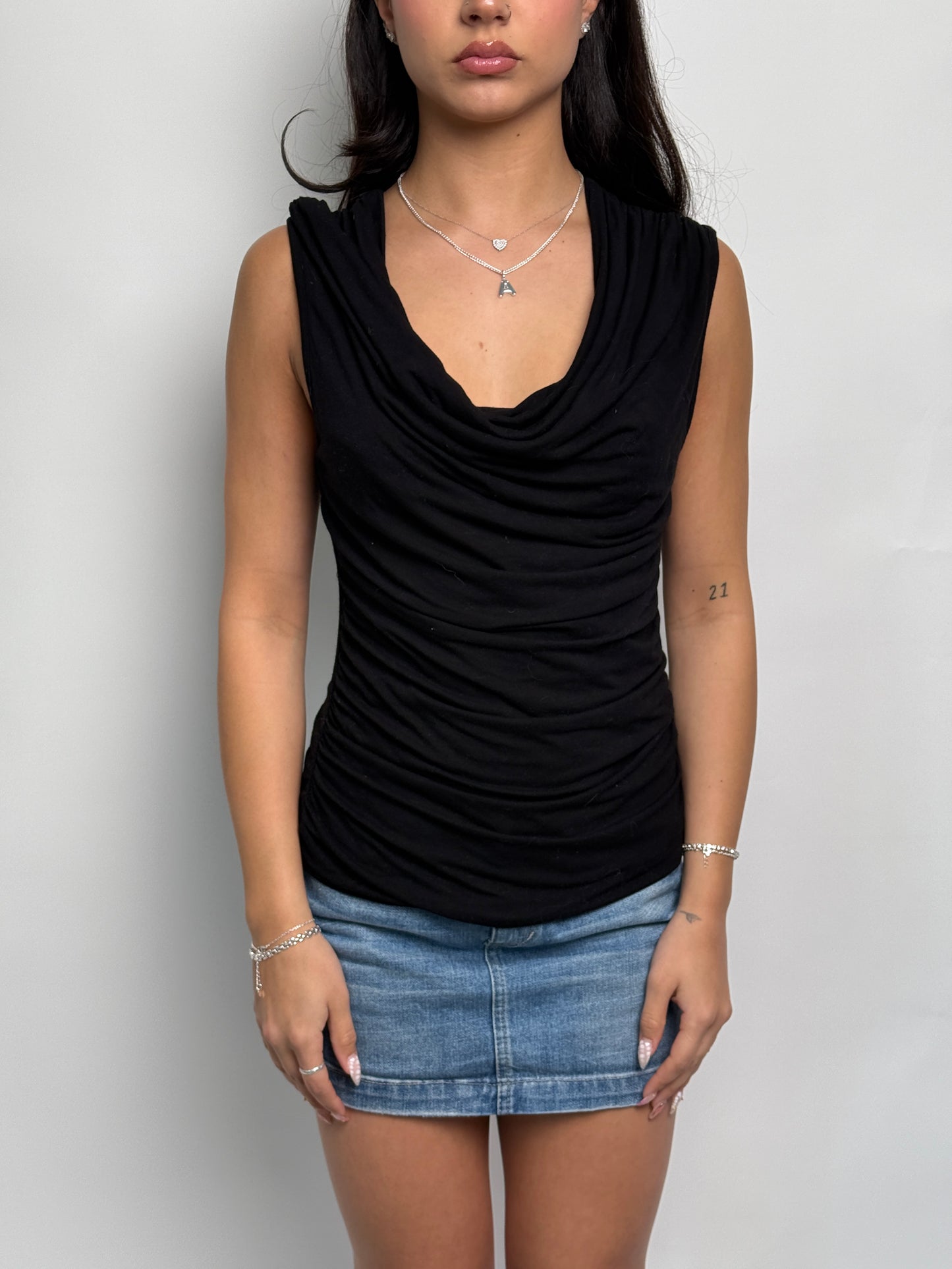 (L) 00s Cowl-Neck Top