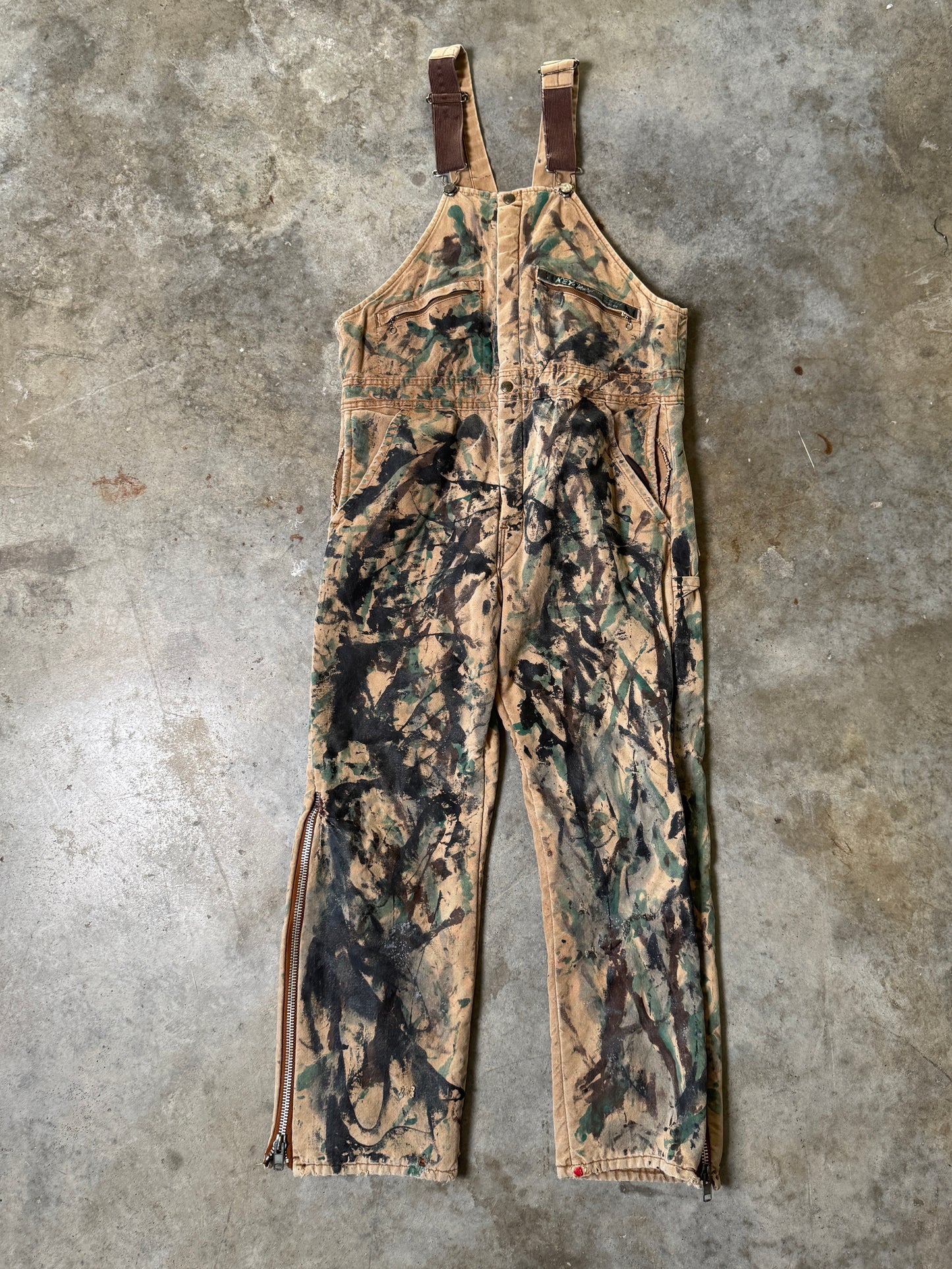 (SIZE) Key Painted Camo Overalls