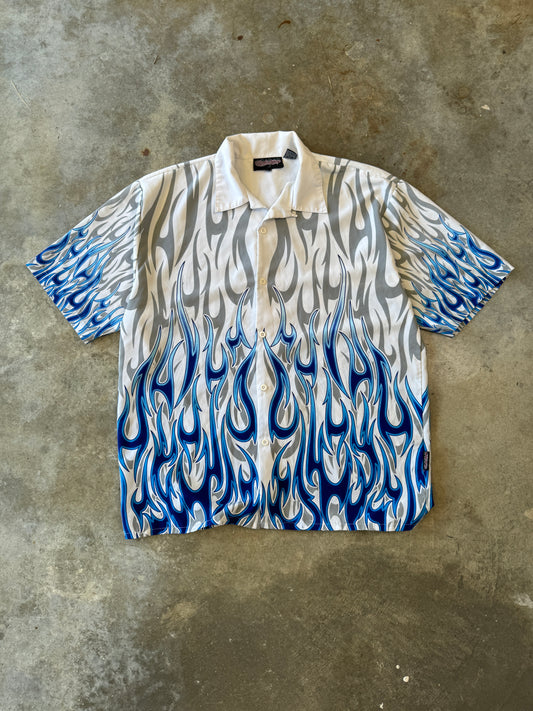 (XXL) Button-Up Flame Tee