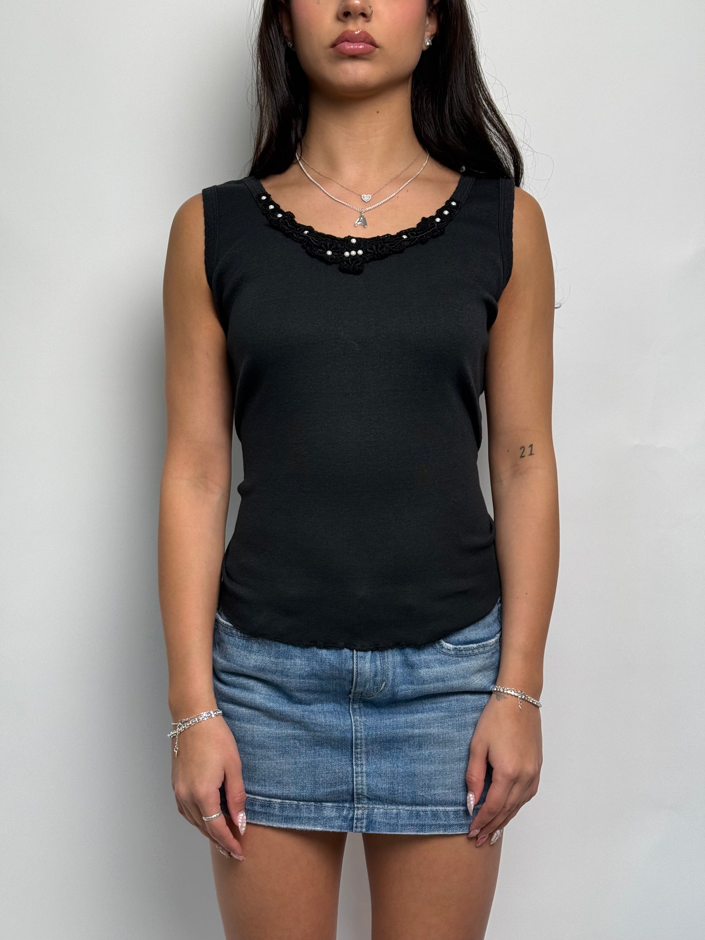 (L) 00s Laced & Pearl Tank-Top
