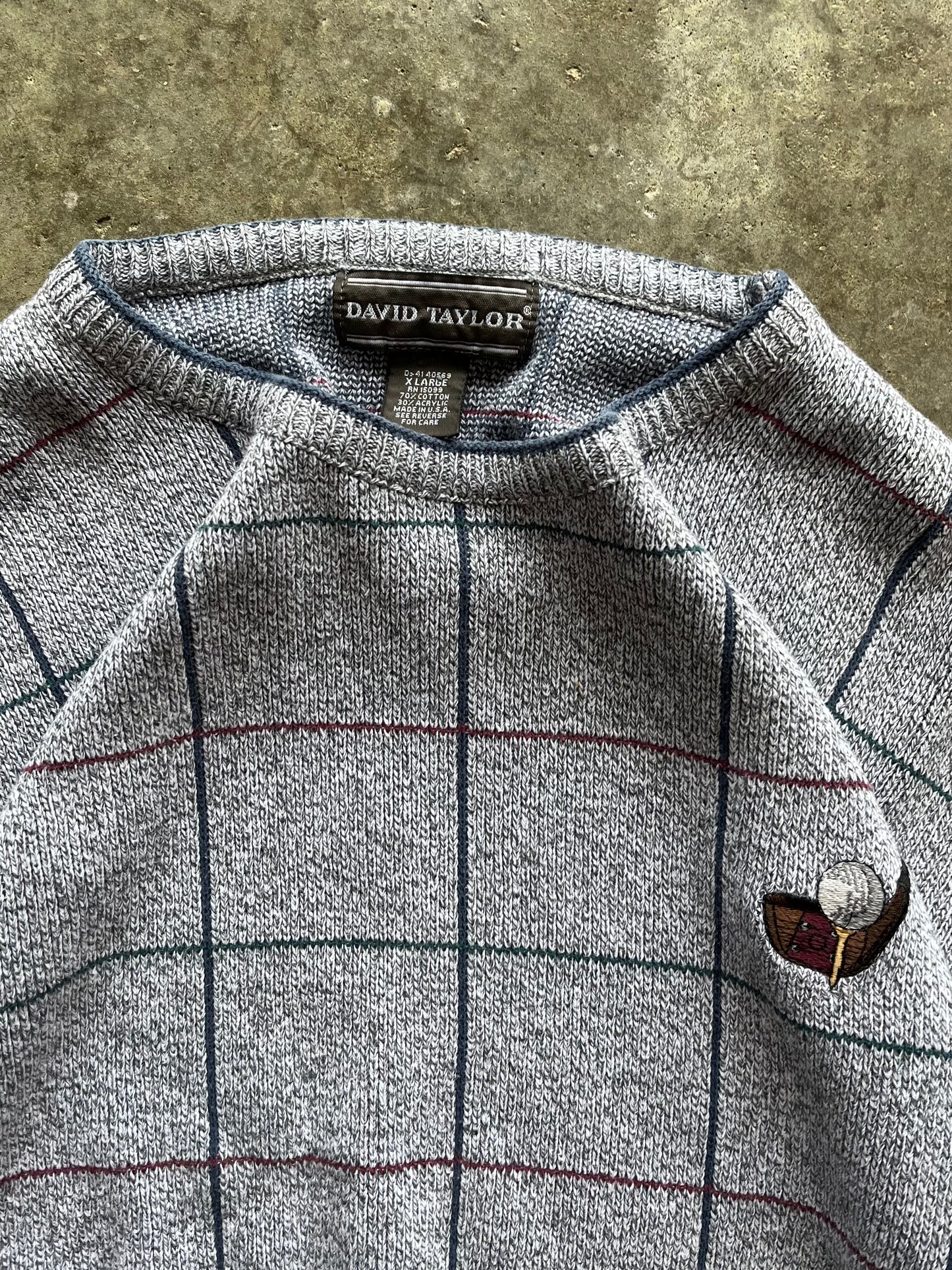 (XL) Vintage Heavy-Knit Golf Sweater