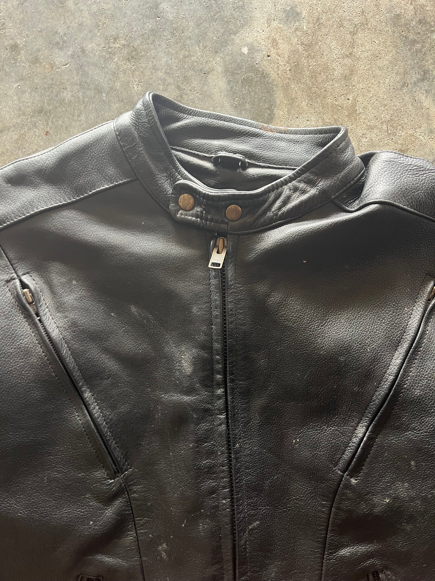 (L) Vintage Leather Biker Jacket