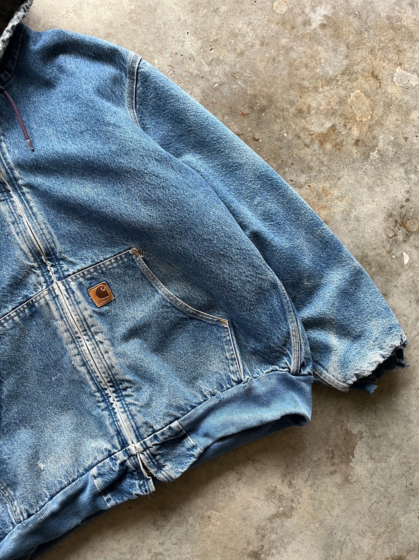 (XL) Vintage Carhartt Denim Hooded Jacket