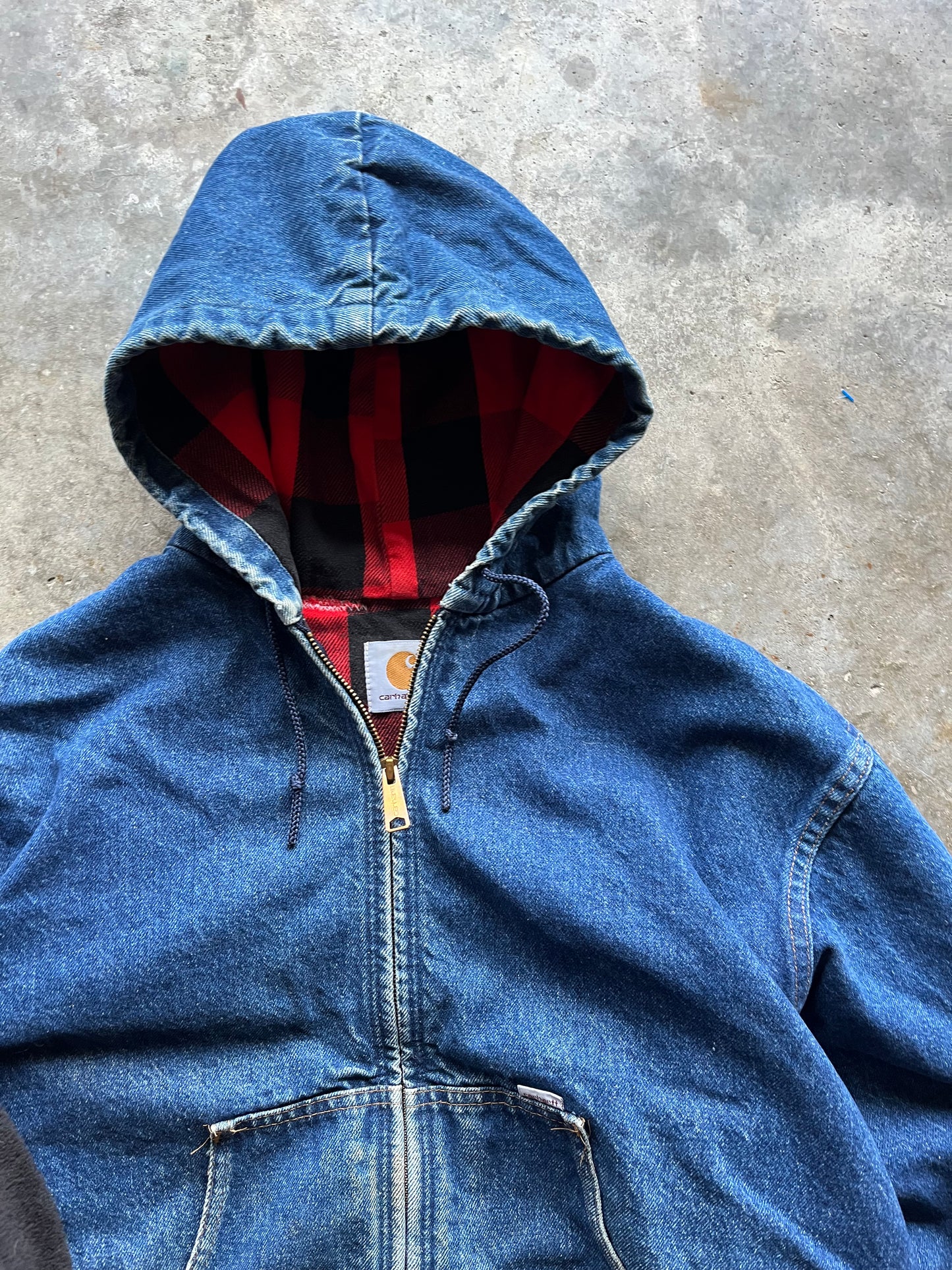 (L) Vintage Carhartt Denim Hooded Jacket