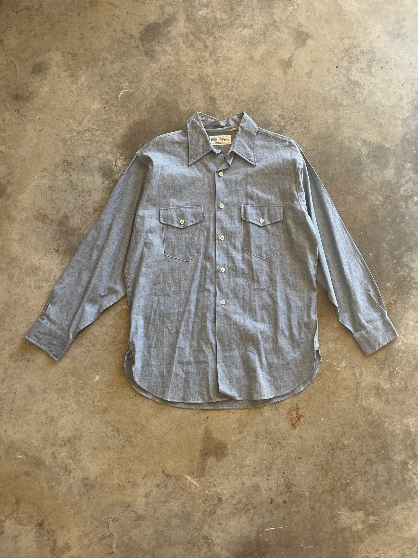 (L) Vintage Sanforized Button-up Blue – NewVintageThrifts