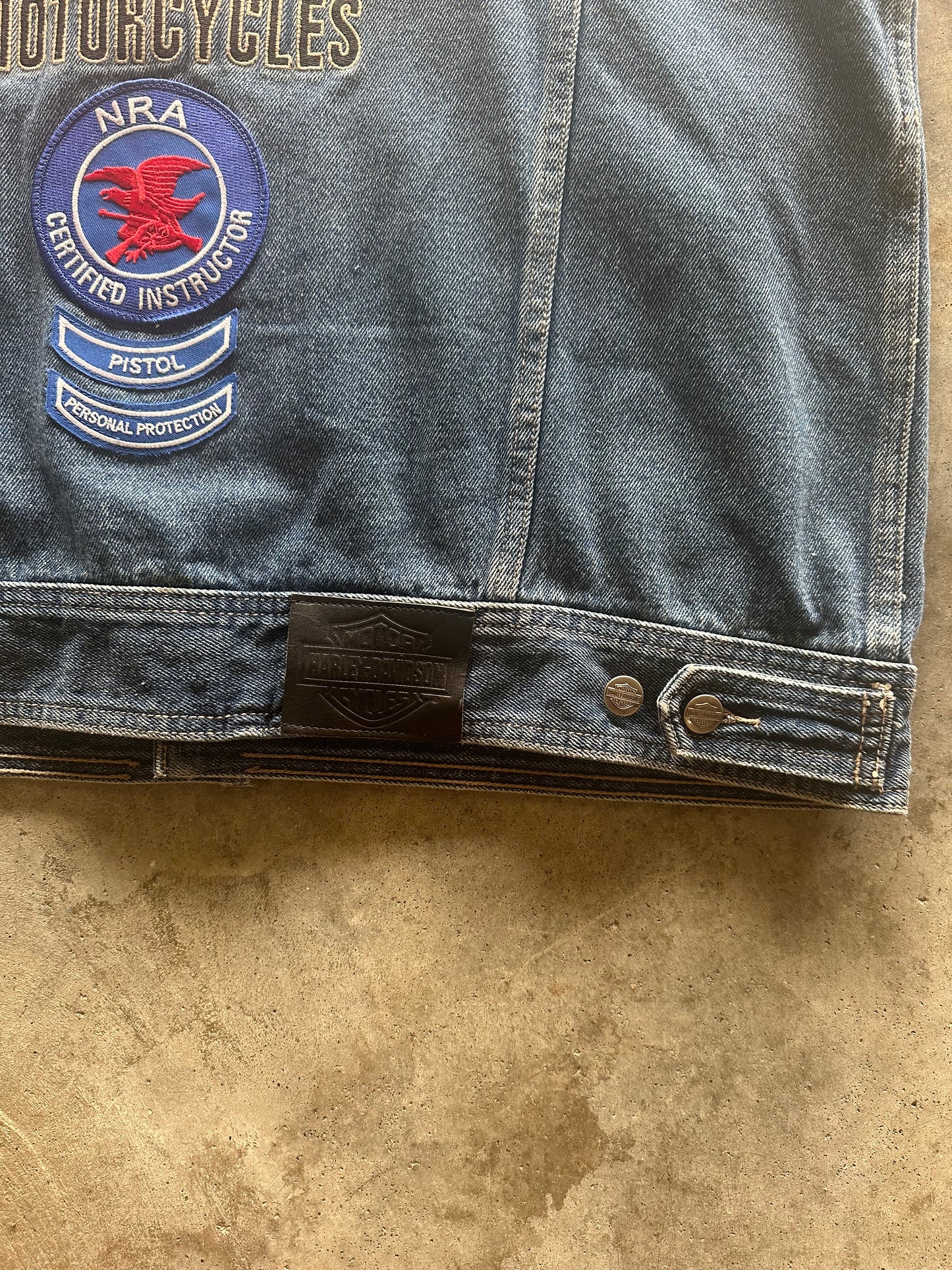 (XL) Vintage Harley Davidson Denim Vest