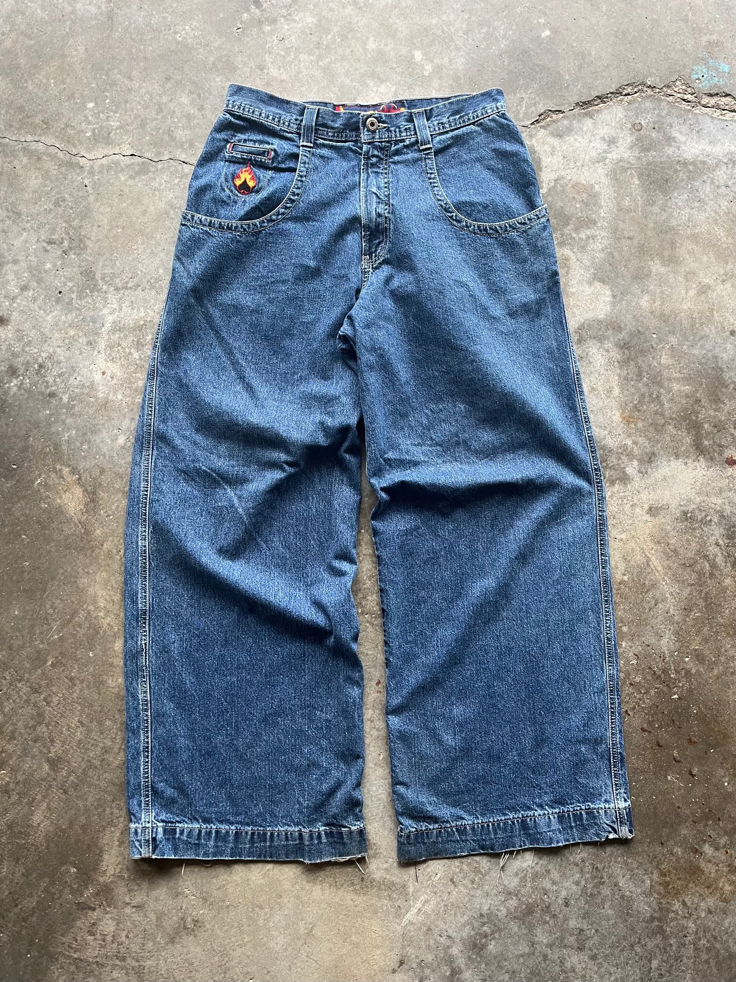 (34 x 32) JNCO Flame Jeans