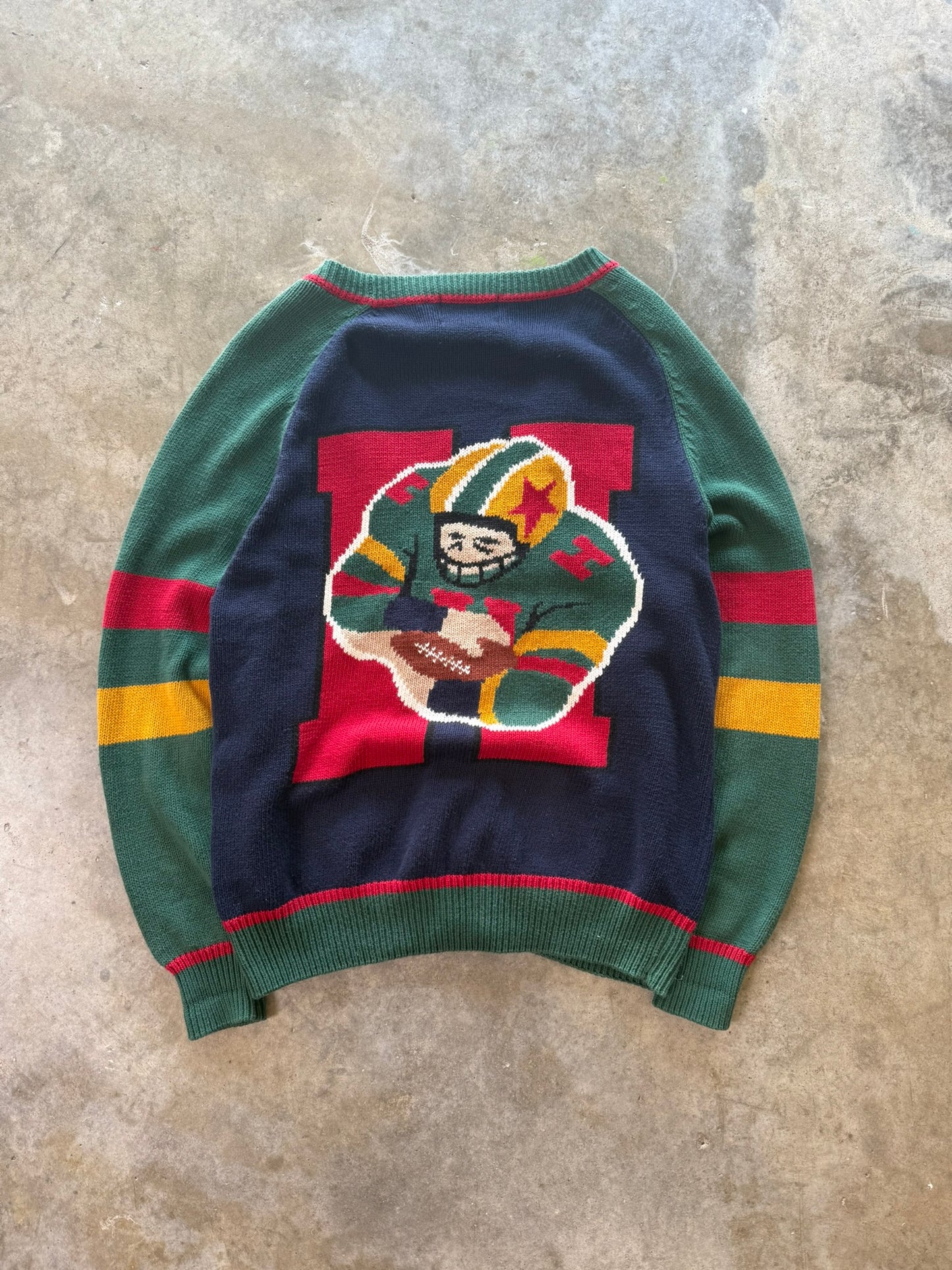 (L) Vintage Football Knit Cardigan