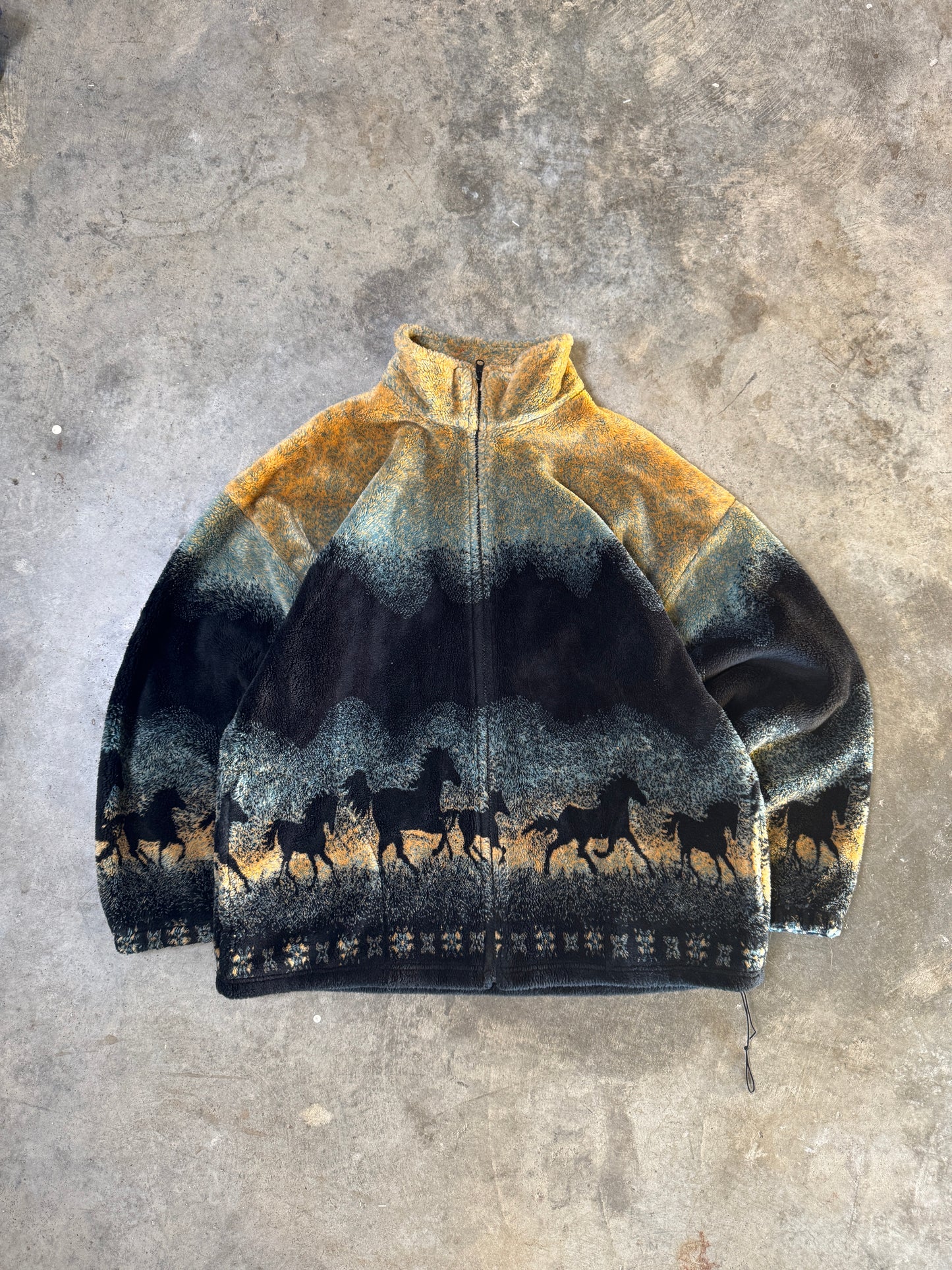 (XXL) Vintage Horse Fleece Zip-Up