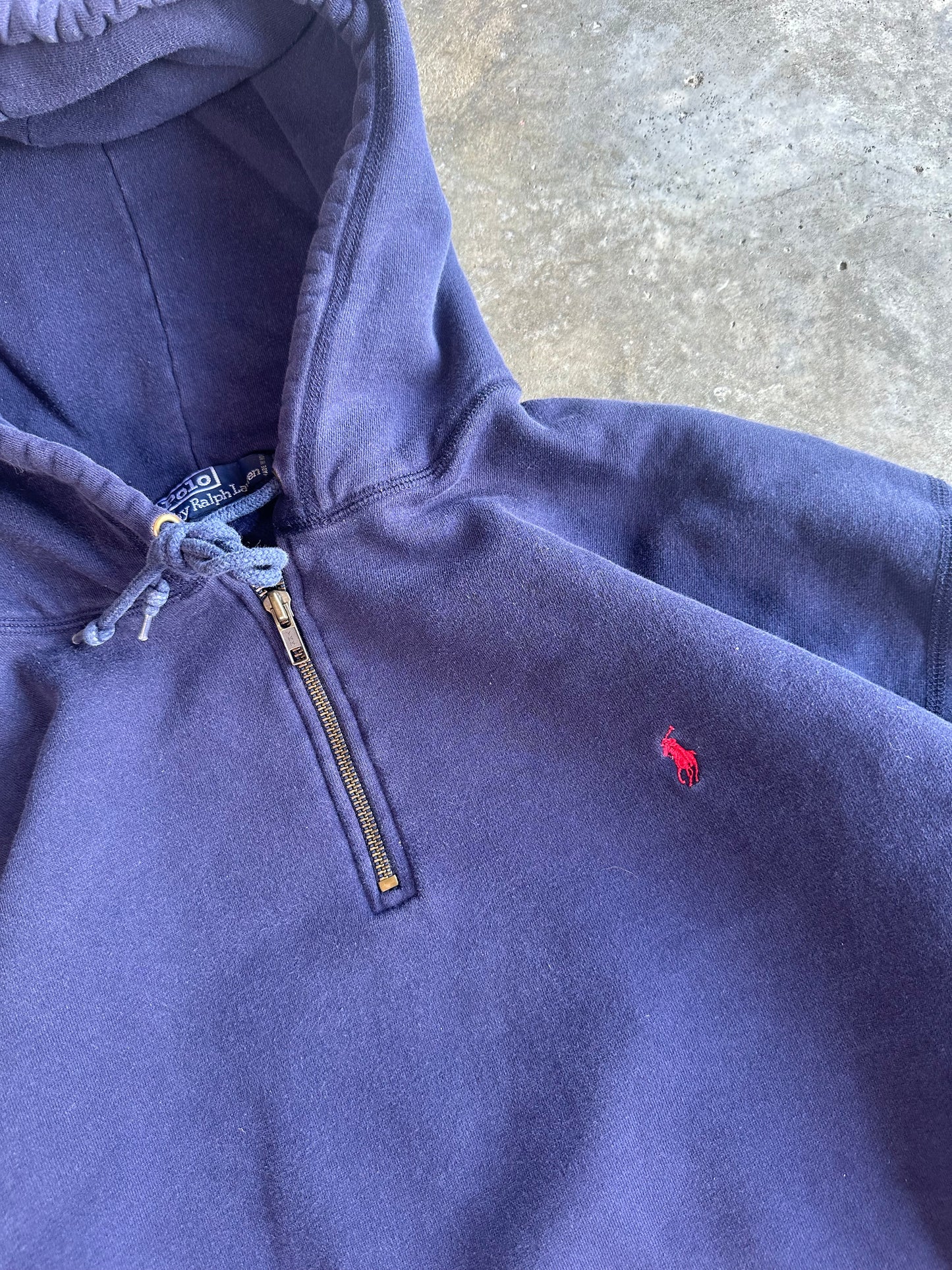 (XL) Vintage Polo Quarter Zip Heavyweight Hoodie