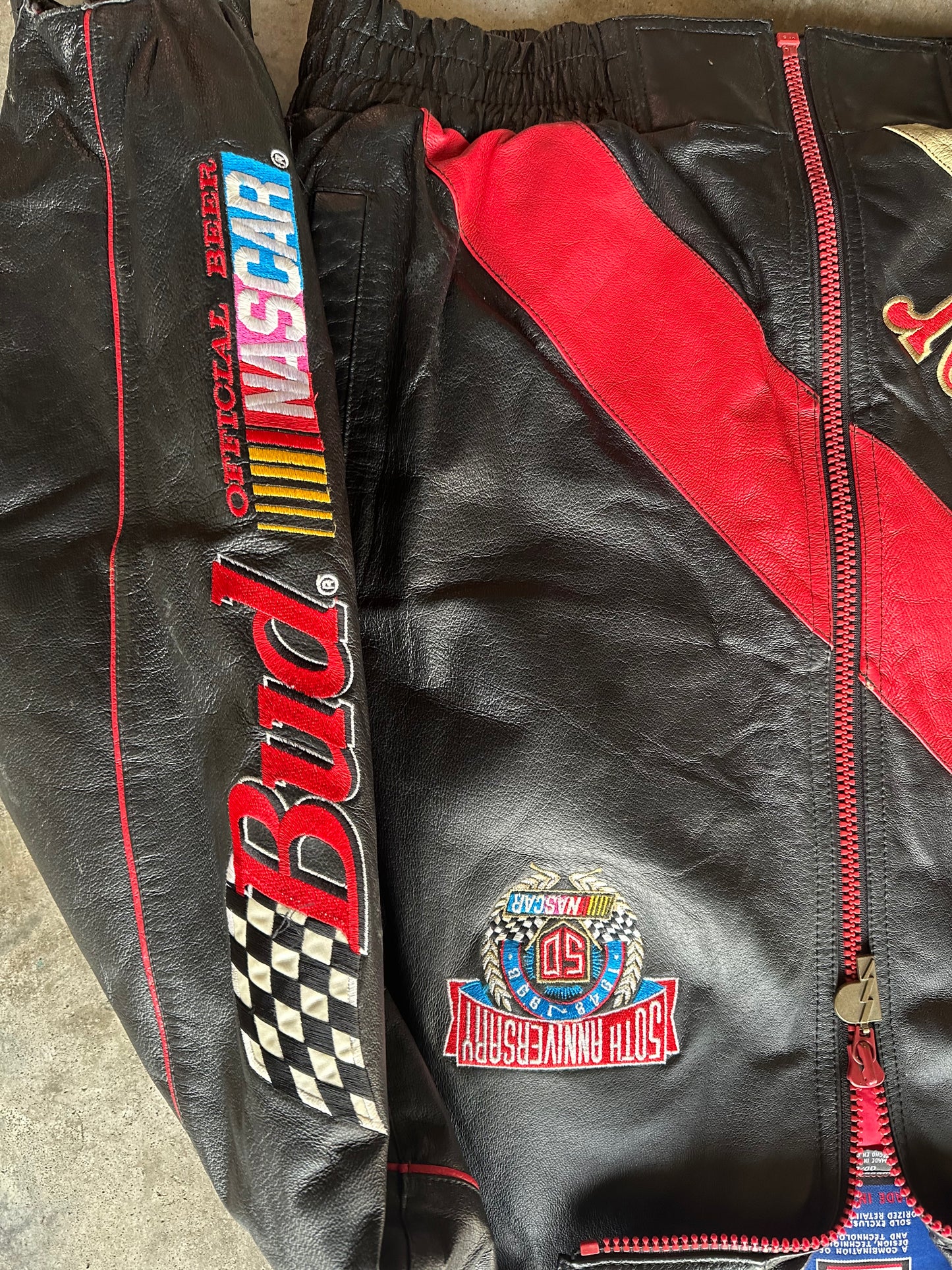 (L) Vintage Budweiser Leather Racing Jacket