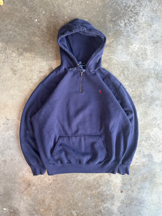 (XL) Vintage Polo Quarter Zip Heavyweight Hoodie