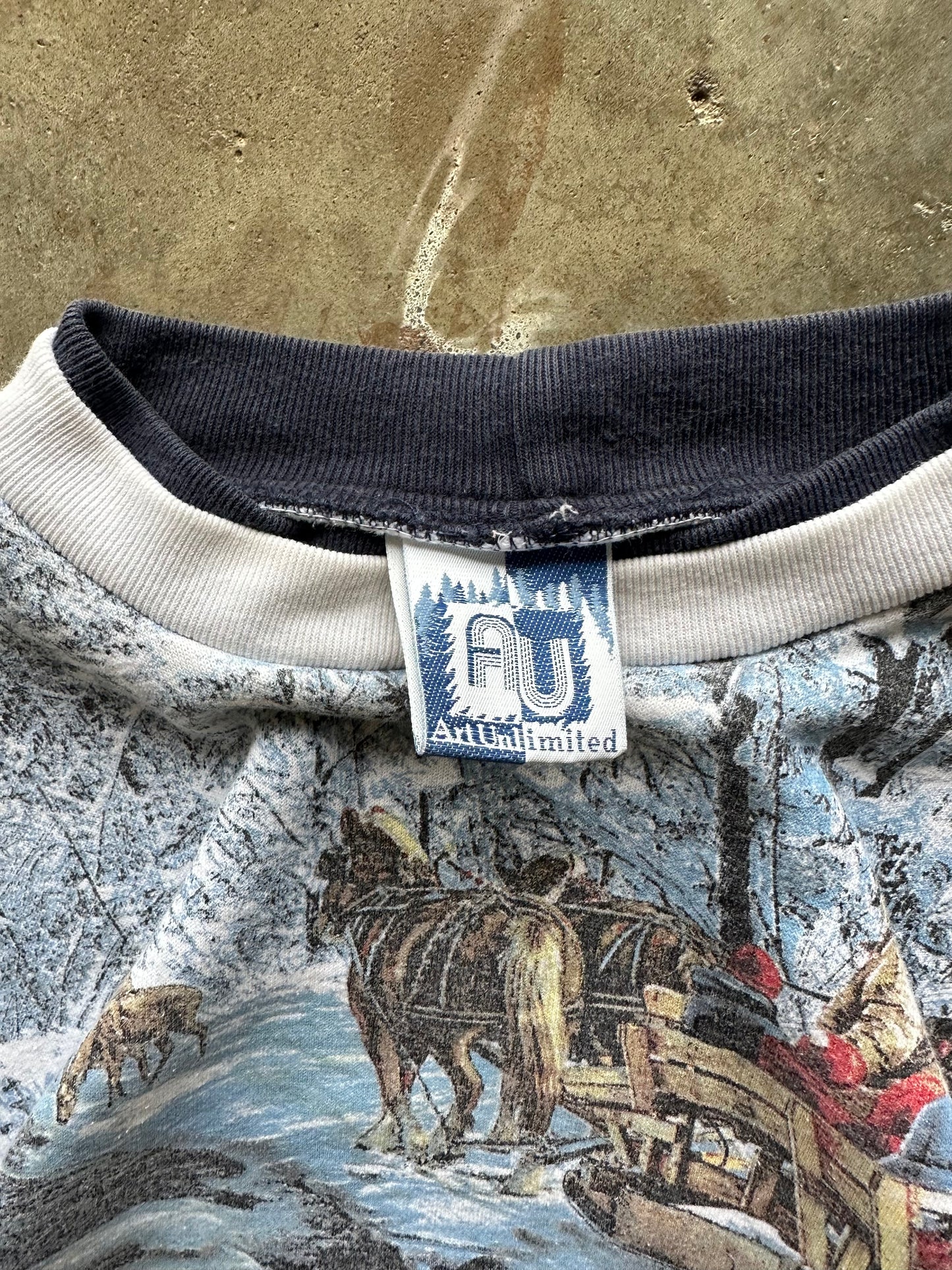 (XL) Vintage Frozen Forest AOP Sweatshirt