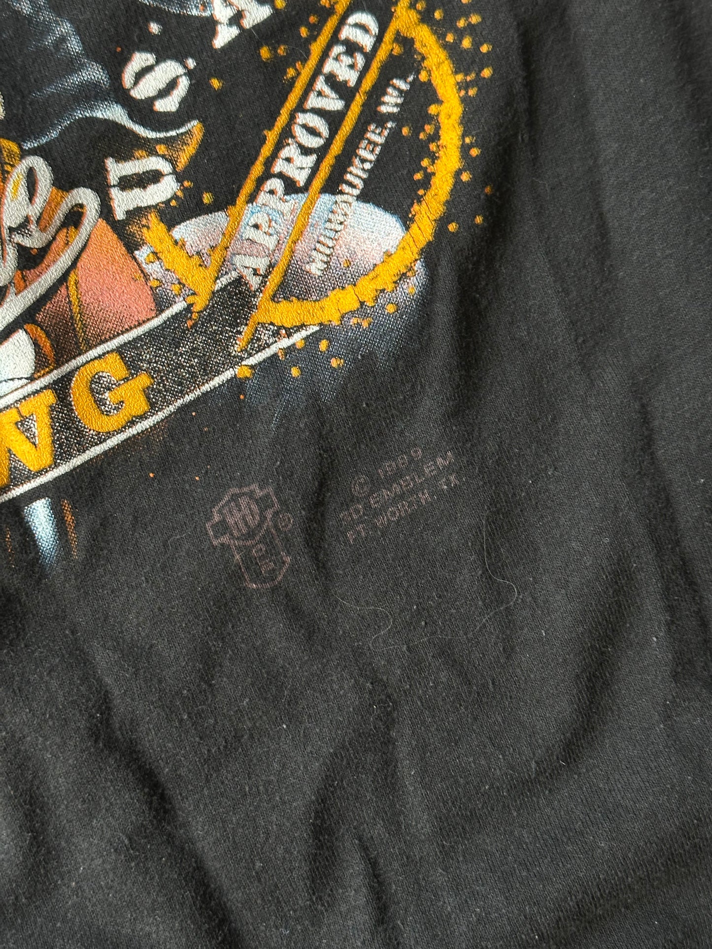 (XL) Vintage 1989 Harley Davidson 3D Emblem Genuine Hawg Black Tee