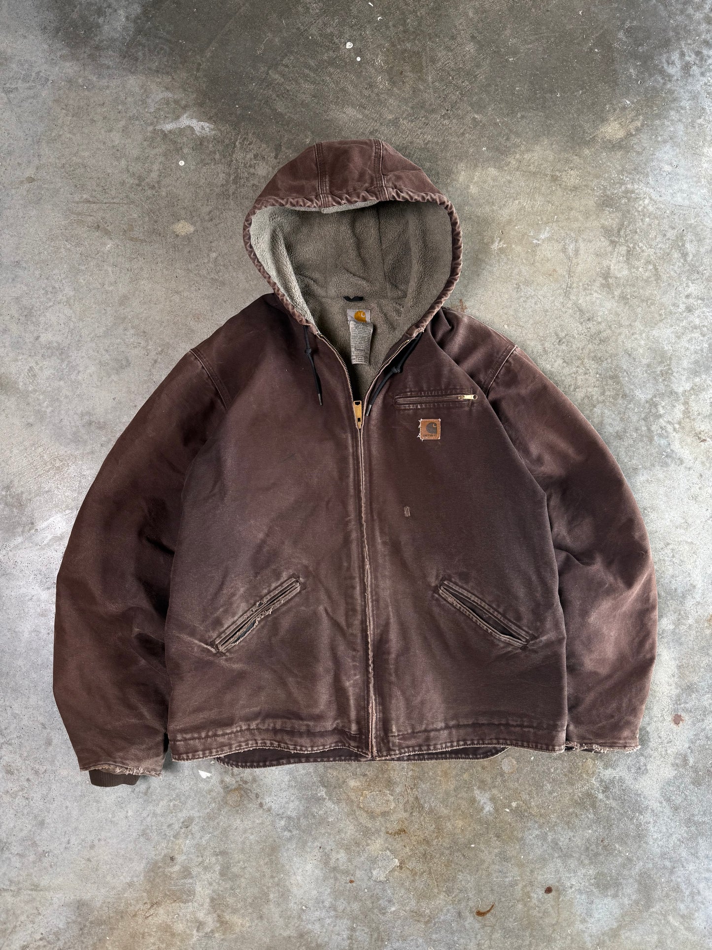 (XL) Vintage Carhartt Sherpa-Lined Hooded Jacket