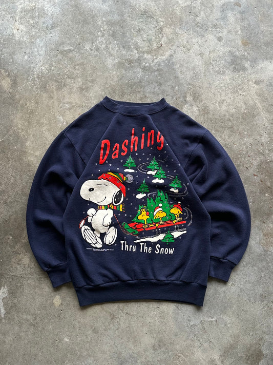 (L) Vintage Snoopy Sledding Sweatshirt