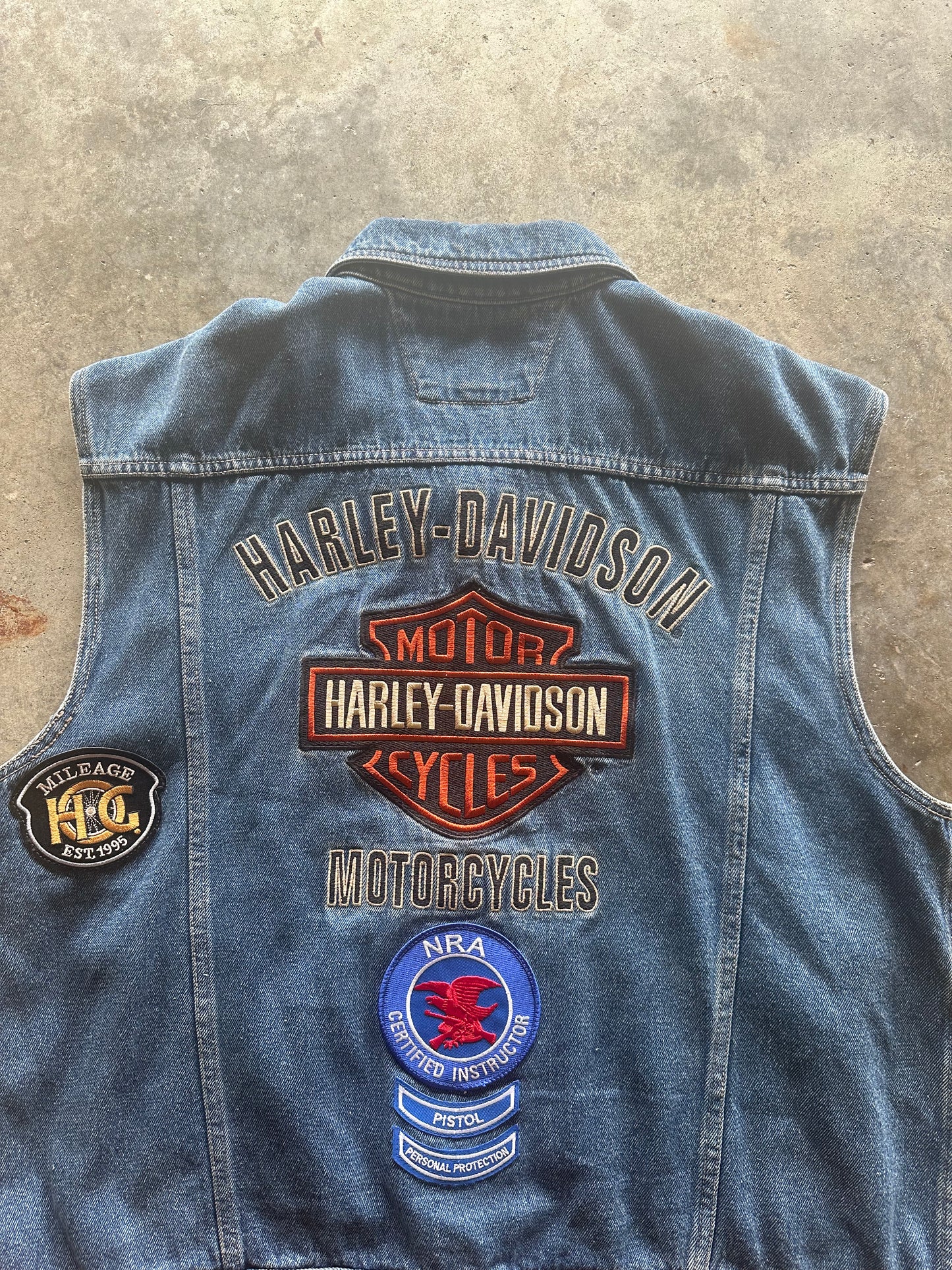 (XL) Vintage Harley Davidson Denim Vest