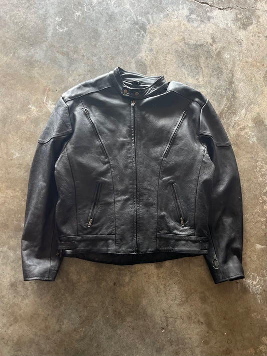 (L) Vintage Leather Biker Jacket