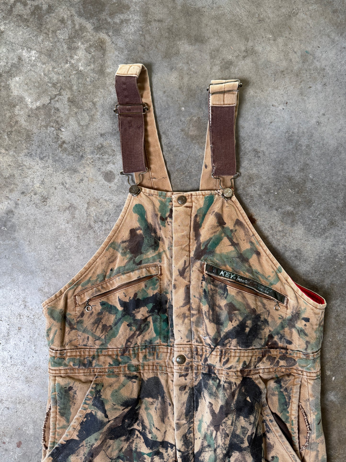 (SIZE) Key Painted Camo Overalls