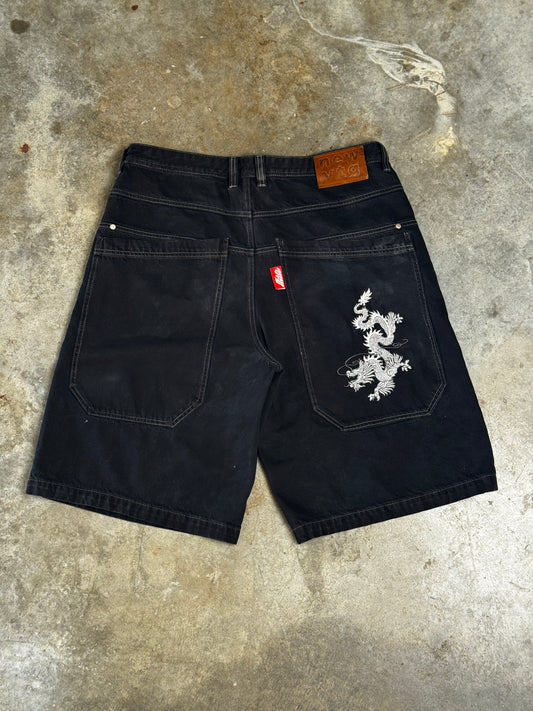 (36) Y2K Dragon Baggy Denim Shorts