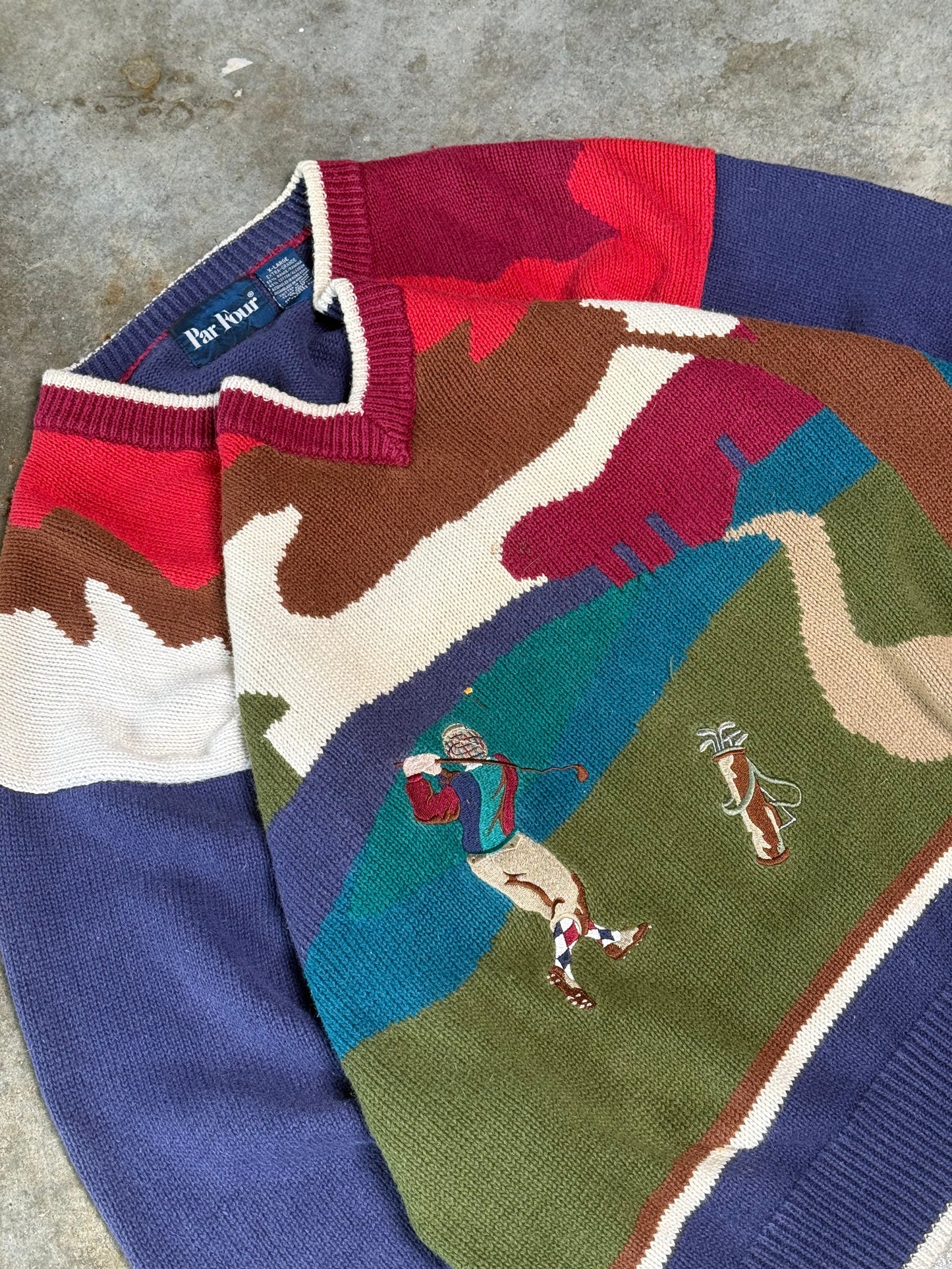 (XL) Vintage Golf V-Neck Sweater