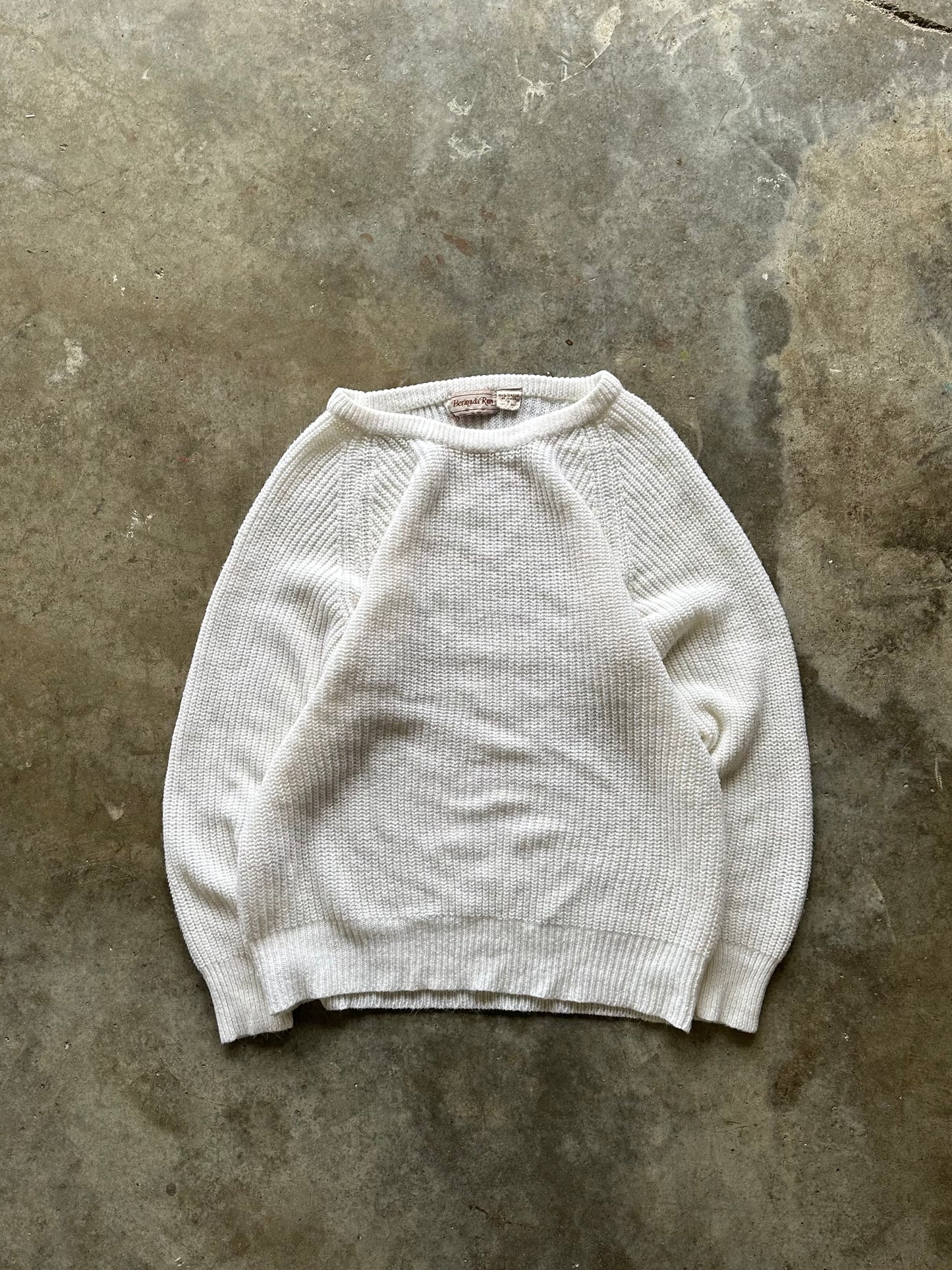 (S) Vintage White Knit Sweater