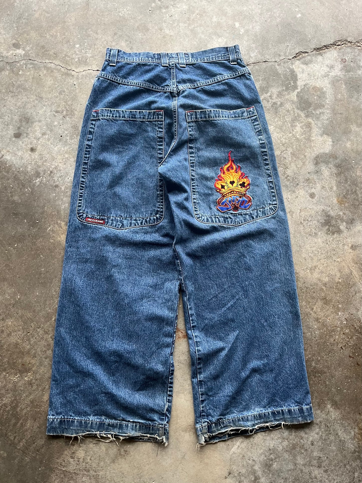 (34 x 32) JNCO Flame Jeans